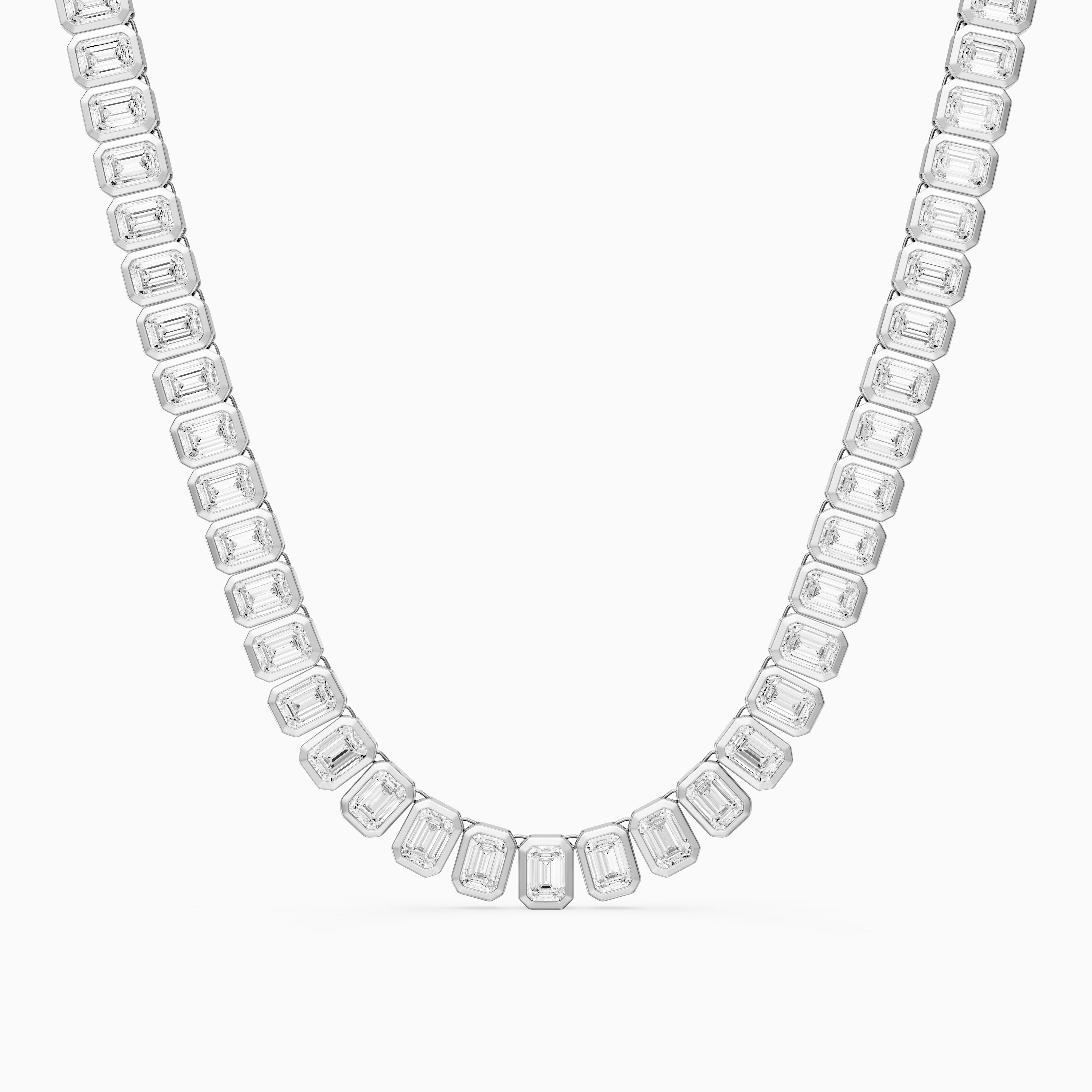 Liliana Emerald Lab Grown Diamond Graduated Bezel Set Tennis Necklace