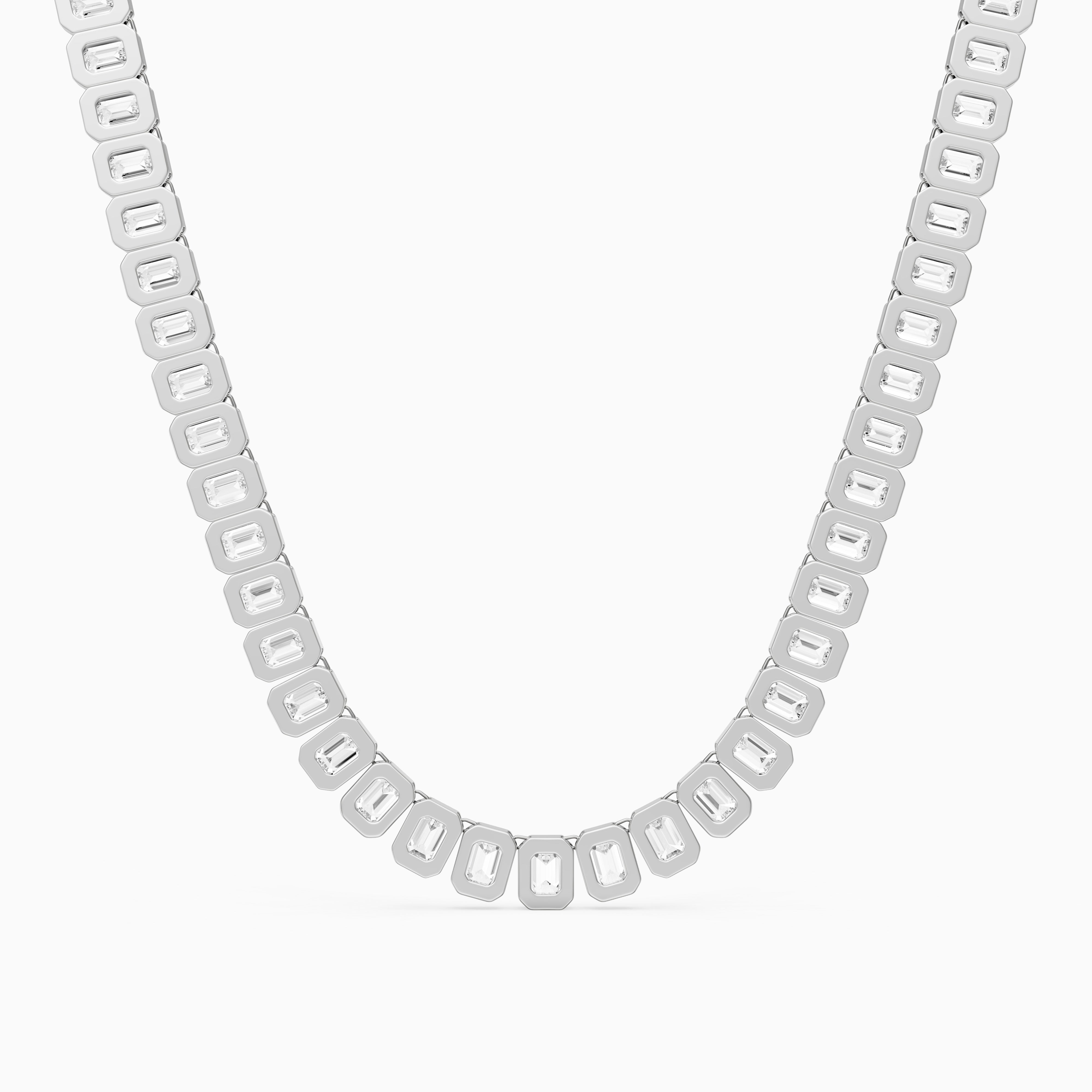 Liliana Emerald Lab Grown Diamond Graduated Bezel Set Tennis Necklace