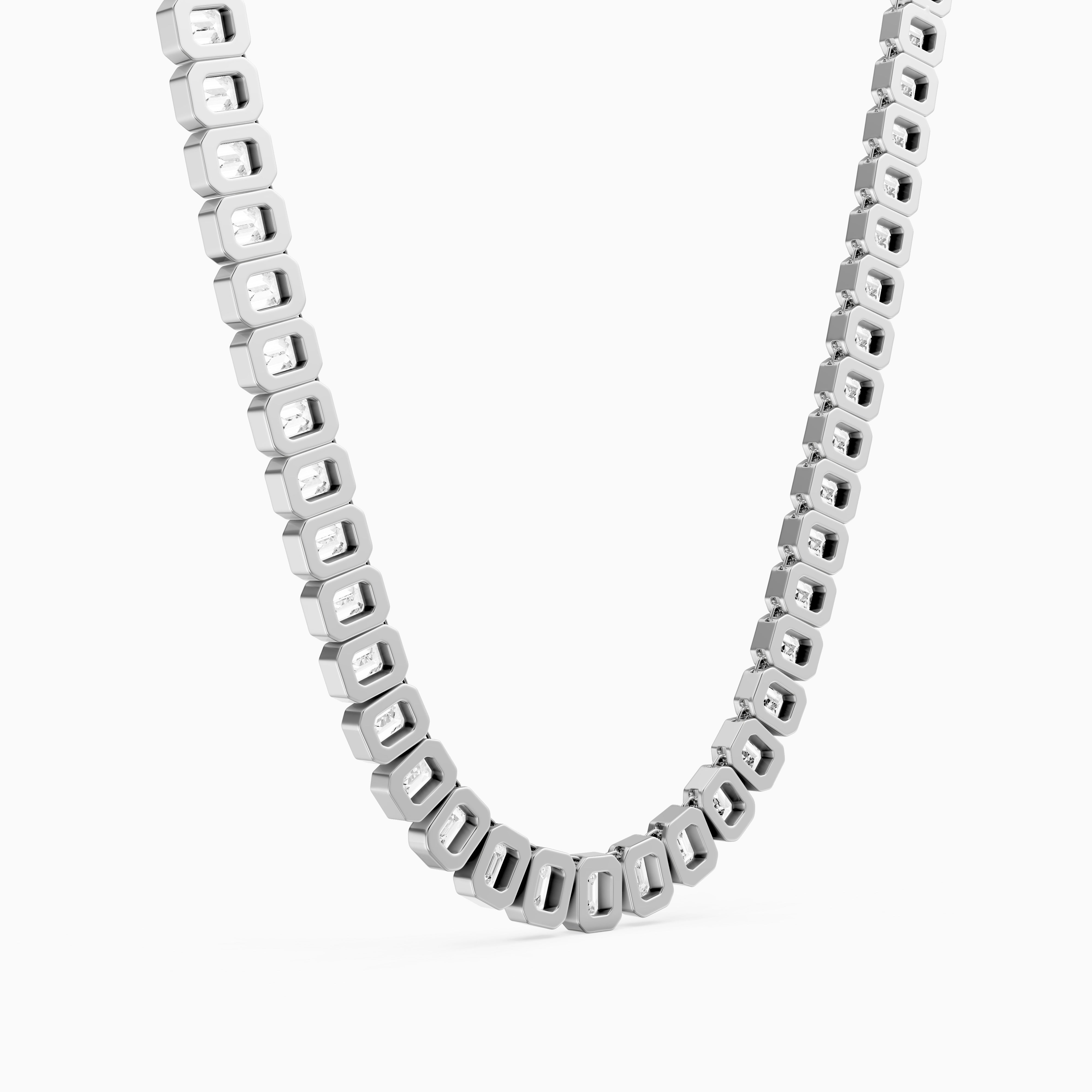 Liliana Emerald Lab Grown Diamond Graduated Bezel Set Tennis Necklace