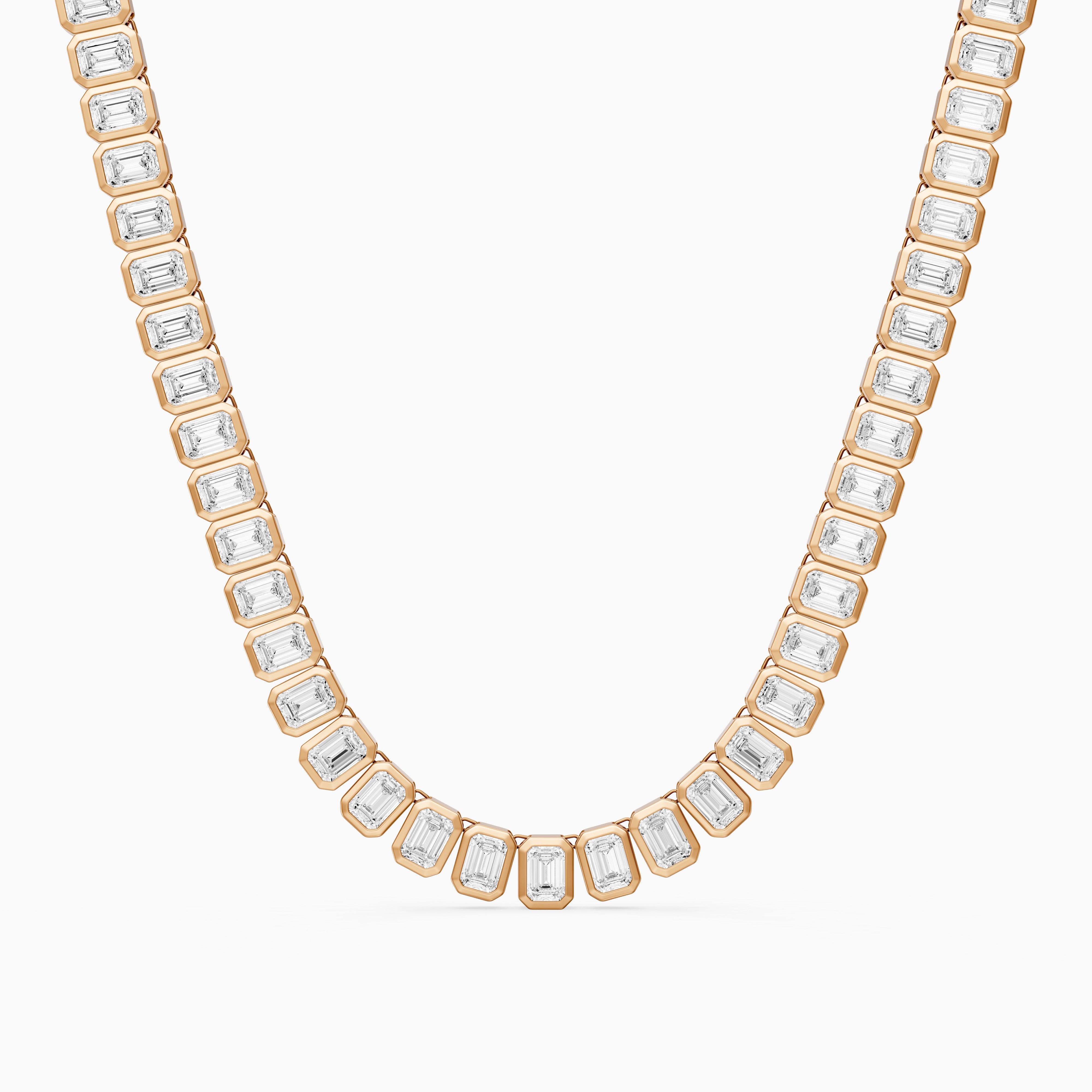 Liliana Emerald Lab Grown Diamond Graduated Bezel Set Tennis Necklace
