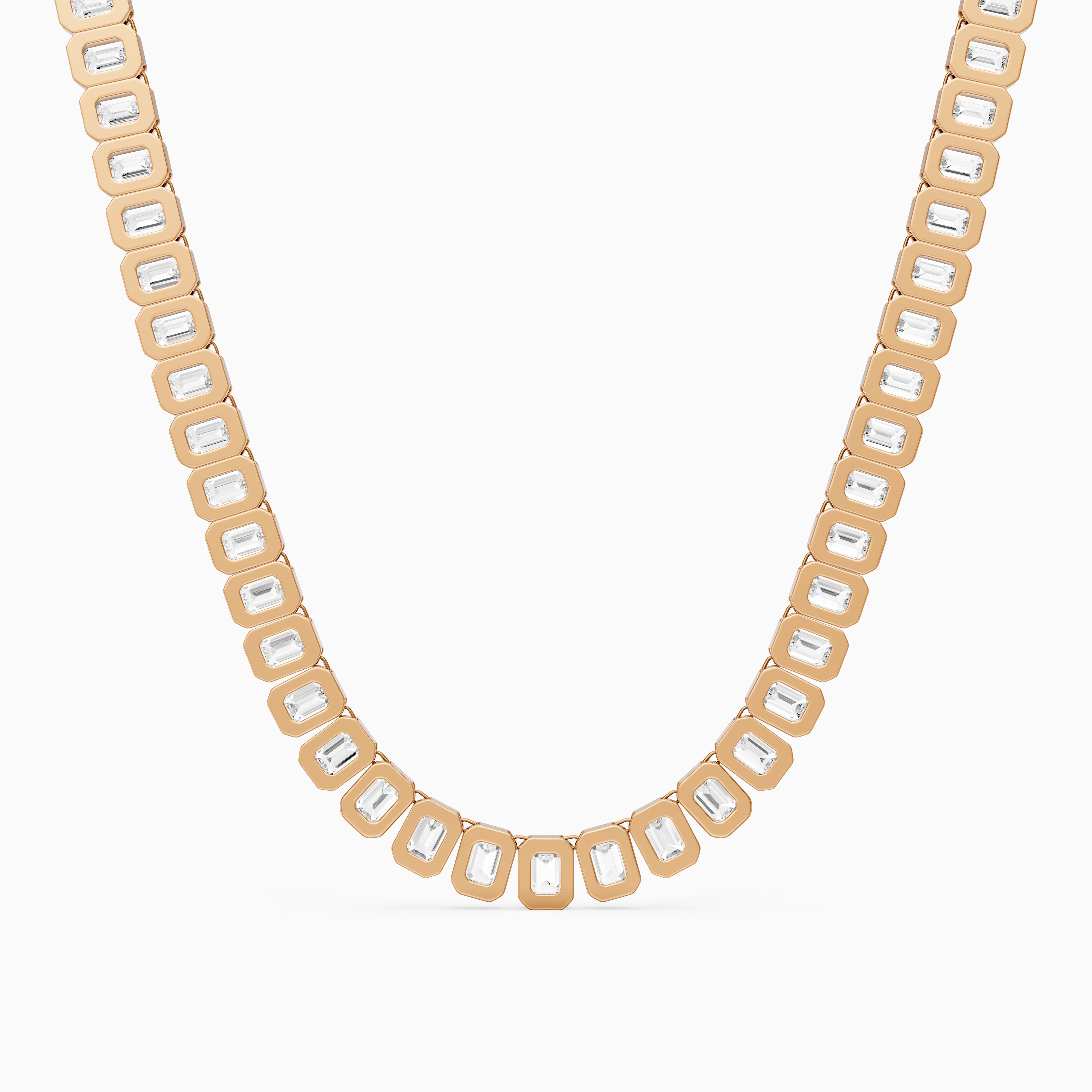 Liliana Emerald Lab Grown Diamond Graduated Bezel Set Tennis Necklace