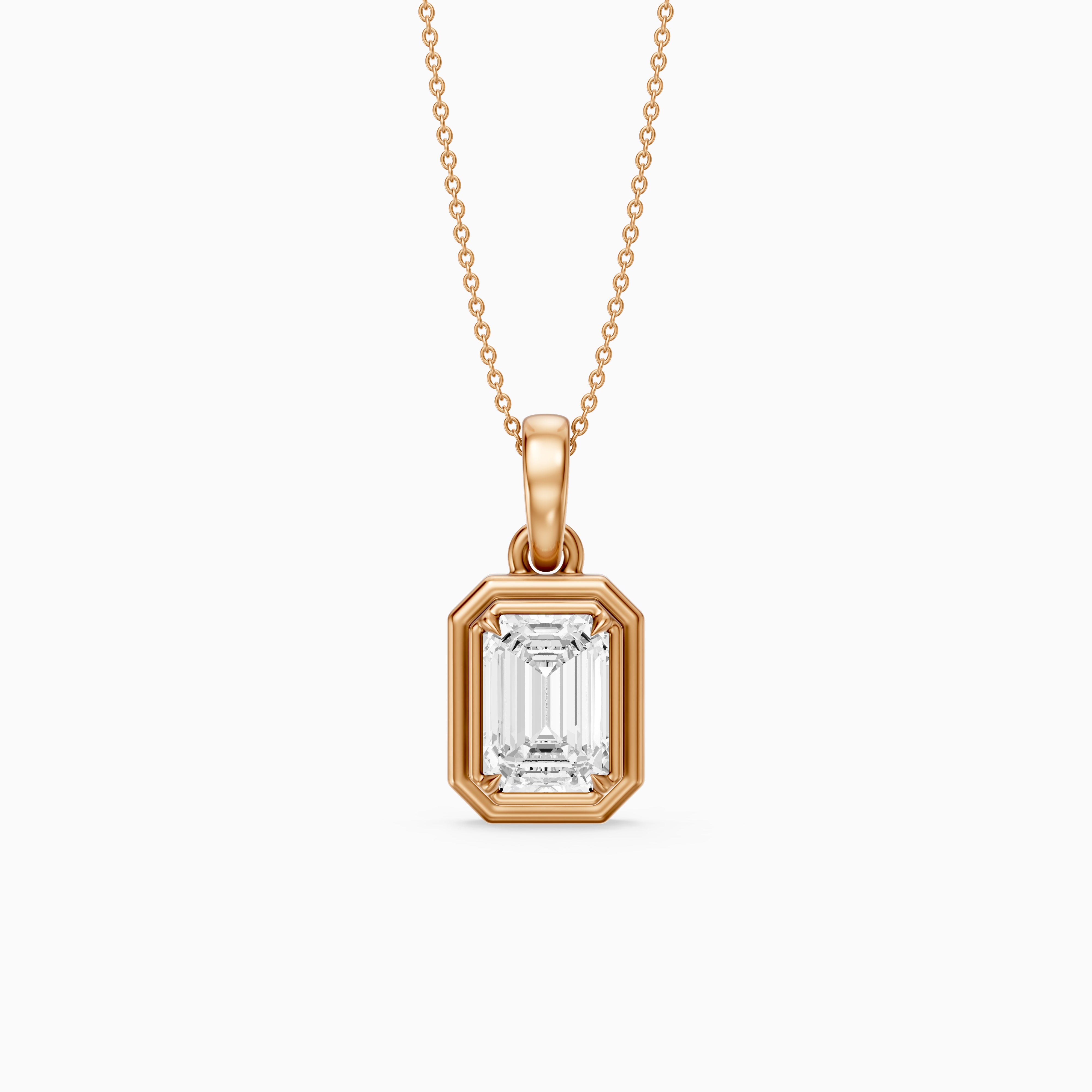 Dove Emerald Cut Double Bezel Lab Grown Diamond Pendant