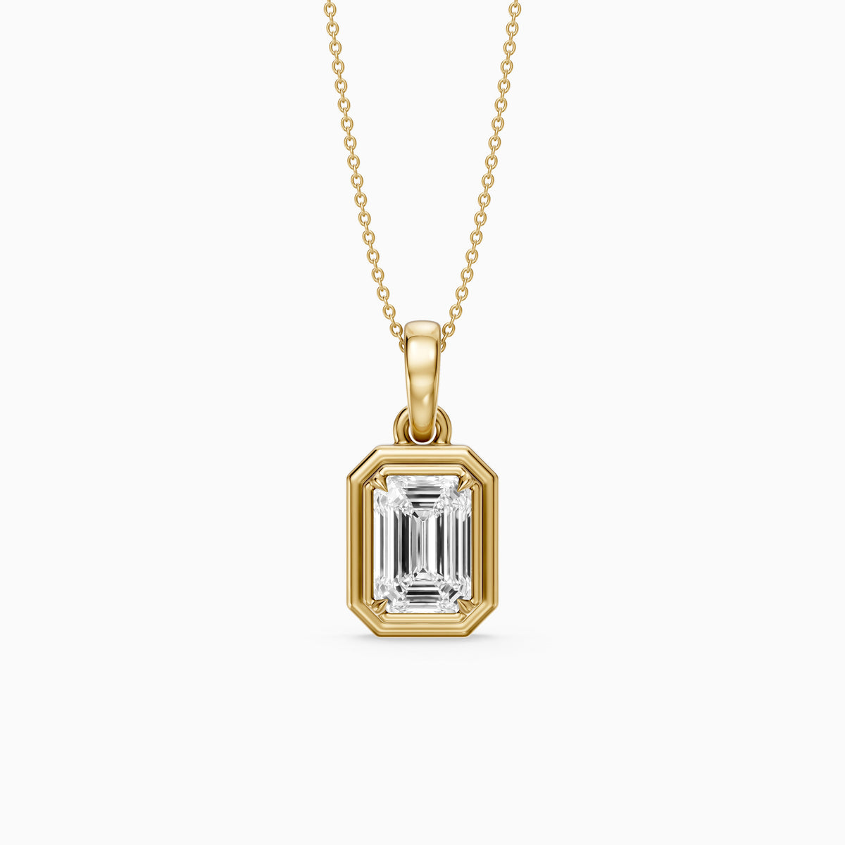 Dove Emerald Cut Double Bezel Lab Grown Diamond Pendant