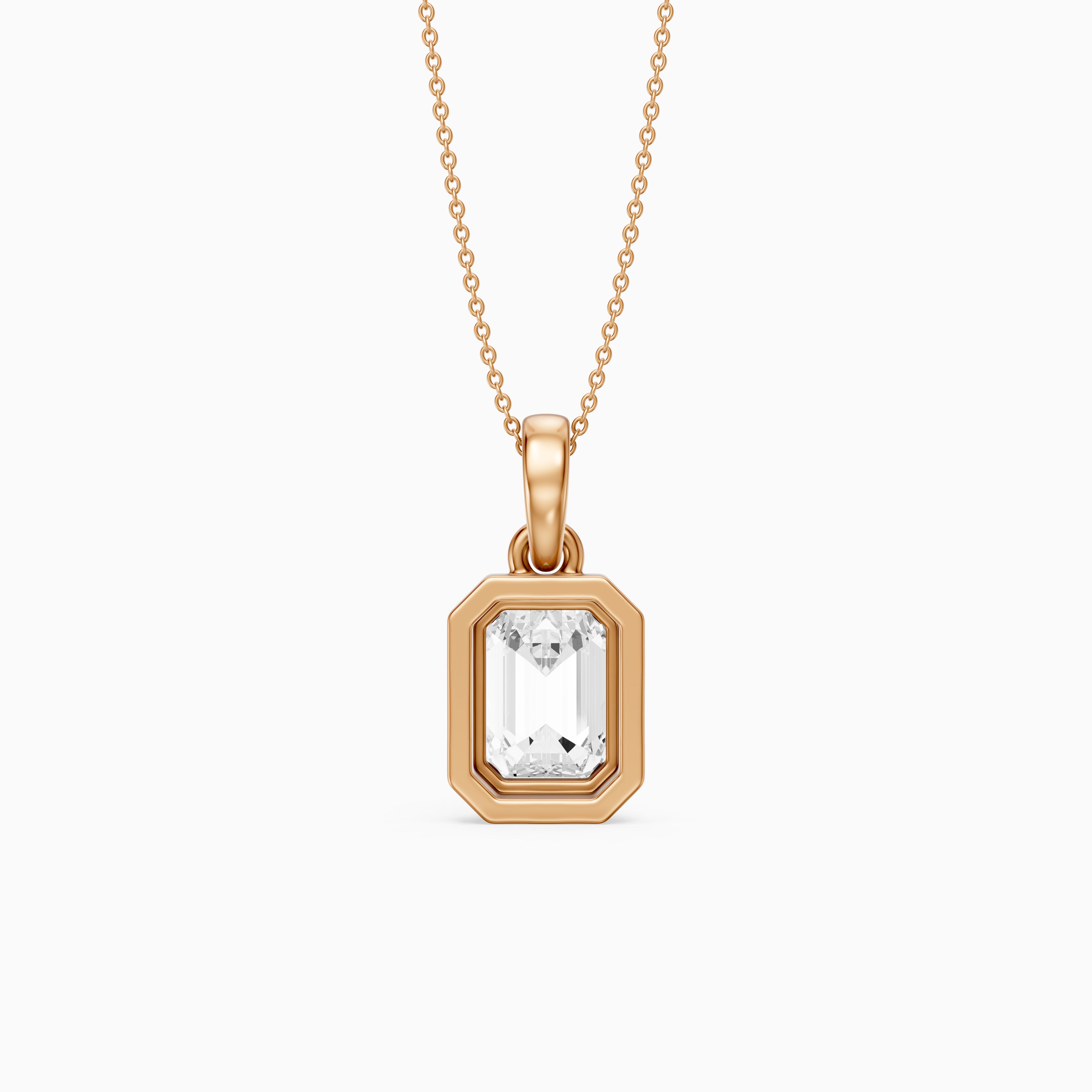 Dove Emerald Cut Double Bezel Lab Grown Diamond Pendant
