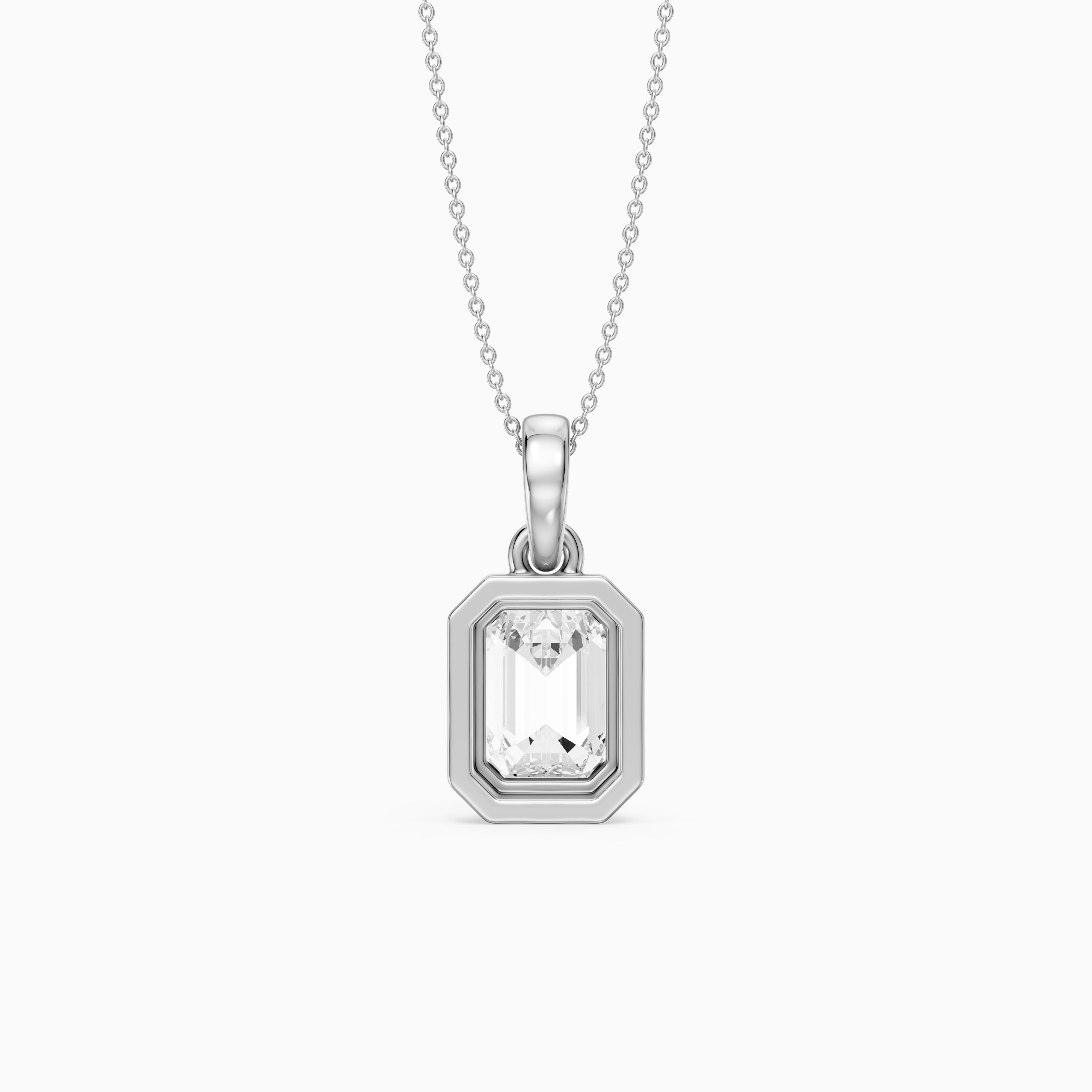 Dove Emerald Cut Double Bezel Lab Grown Diamond Pendant