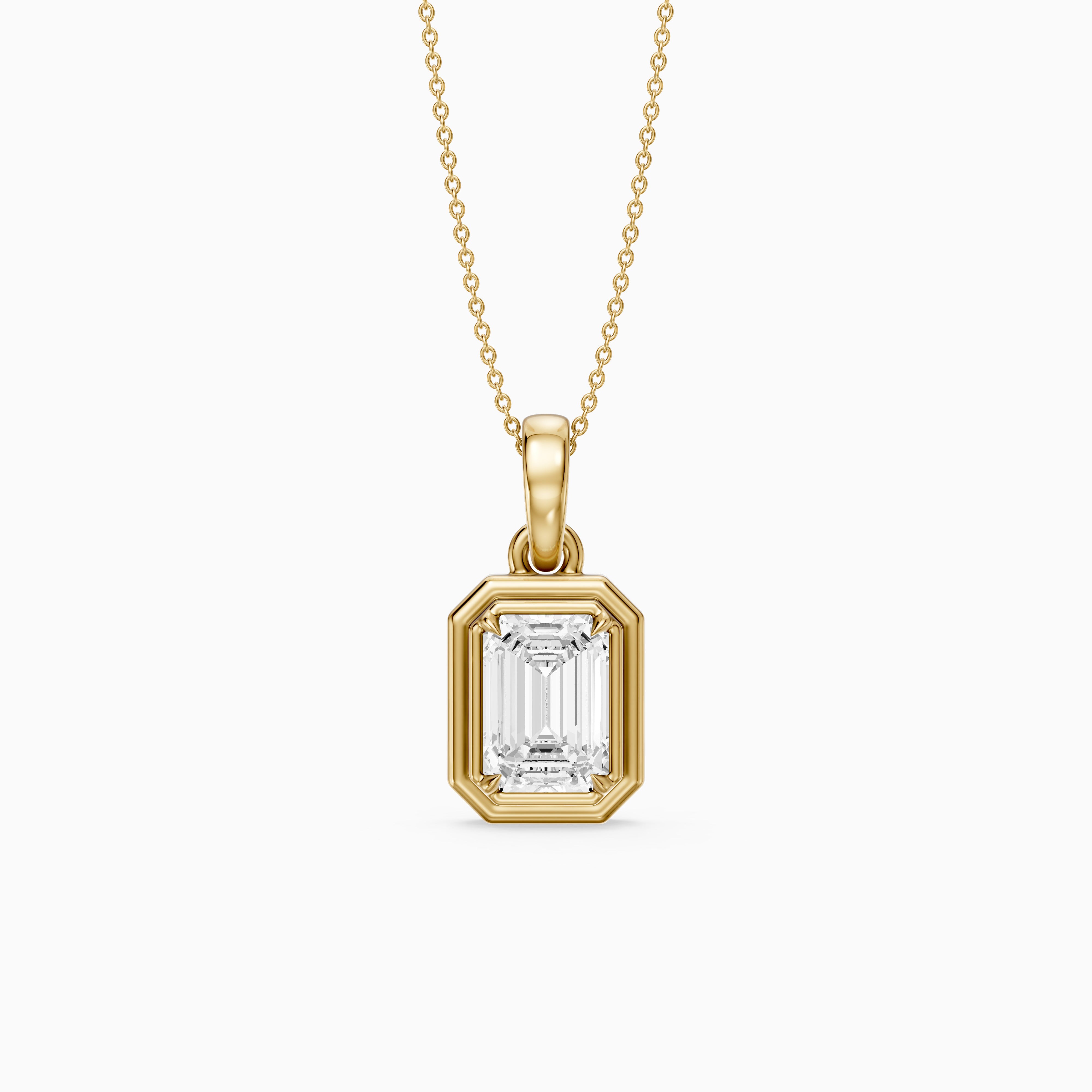 Dove Emerald Cut Double Bezel Lab Grown Diamond Pendant