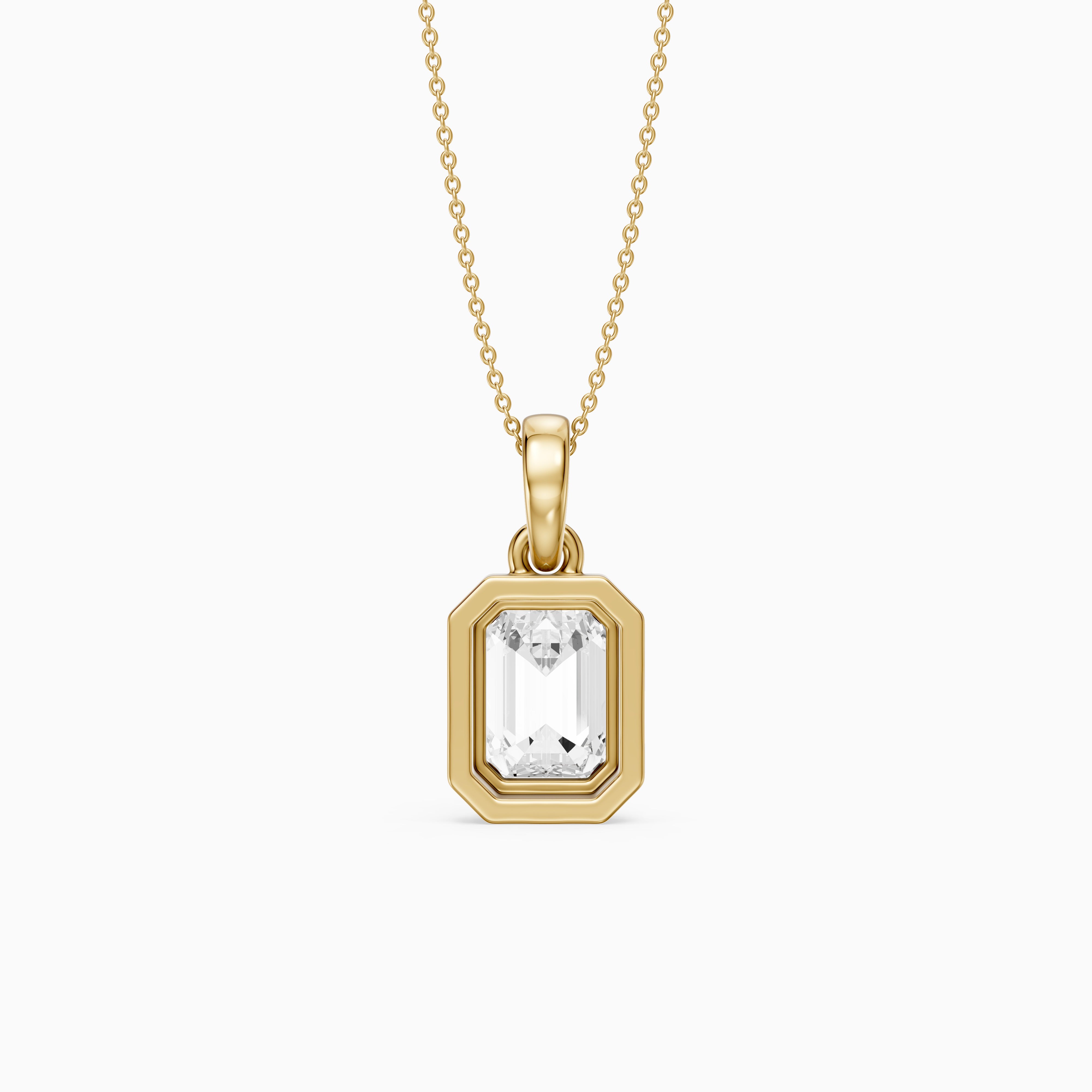 Dove Emerald Cut Double Bezel Lab Grown Diamond Pendant