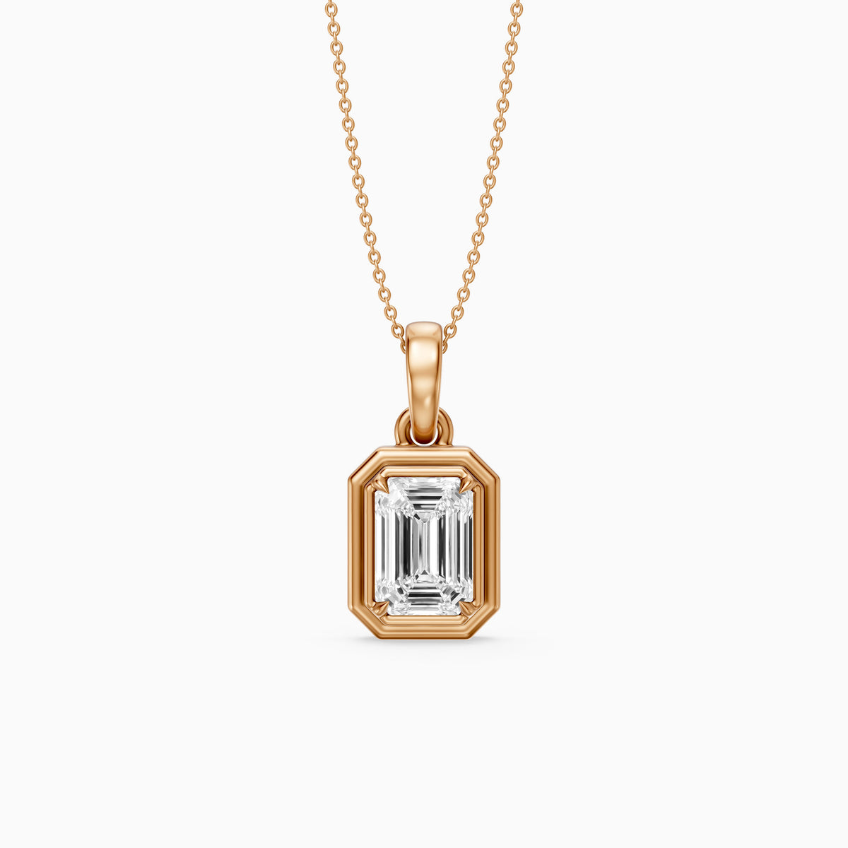 Dove Emerald Cut Double Bezel Lab Grown Diamond Pendant