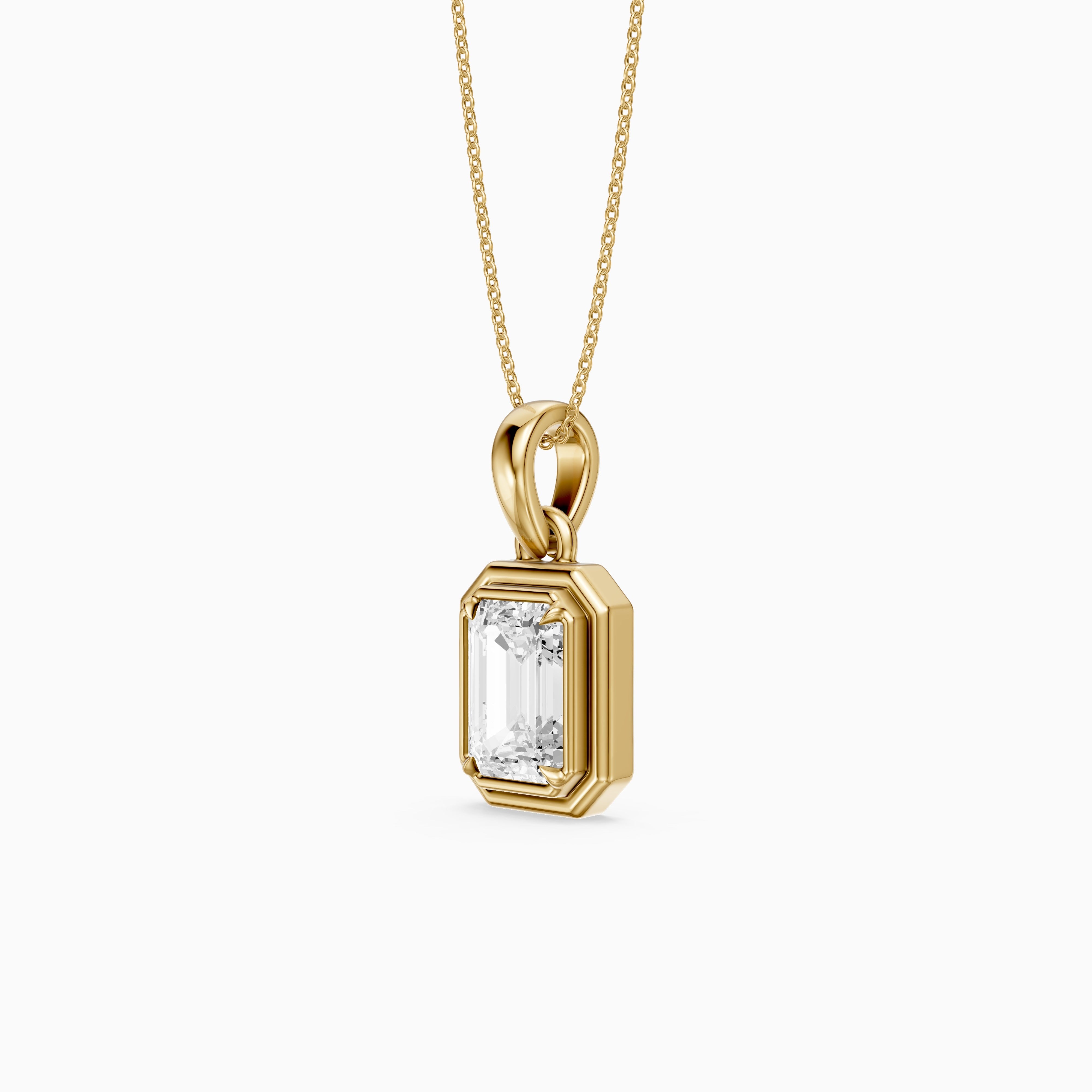 Dove Emerald Cut Double Bezel Lab Grown Diamond Pendant