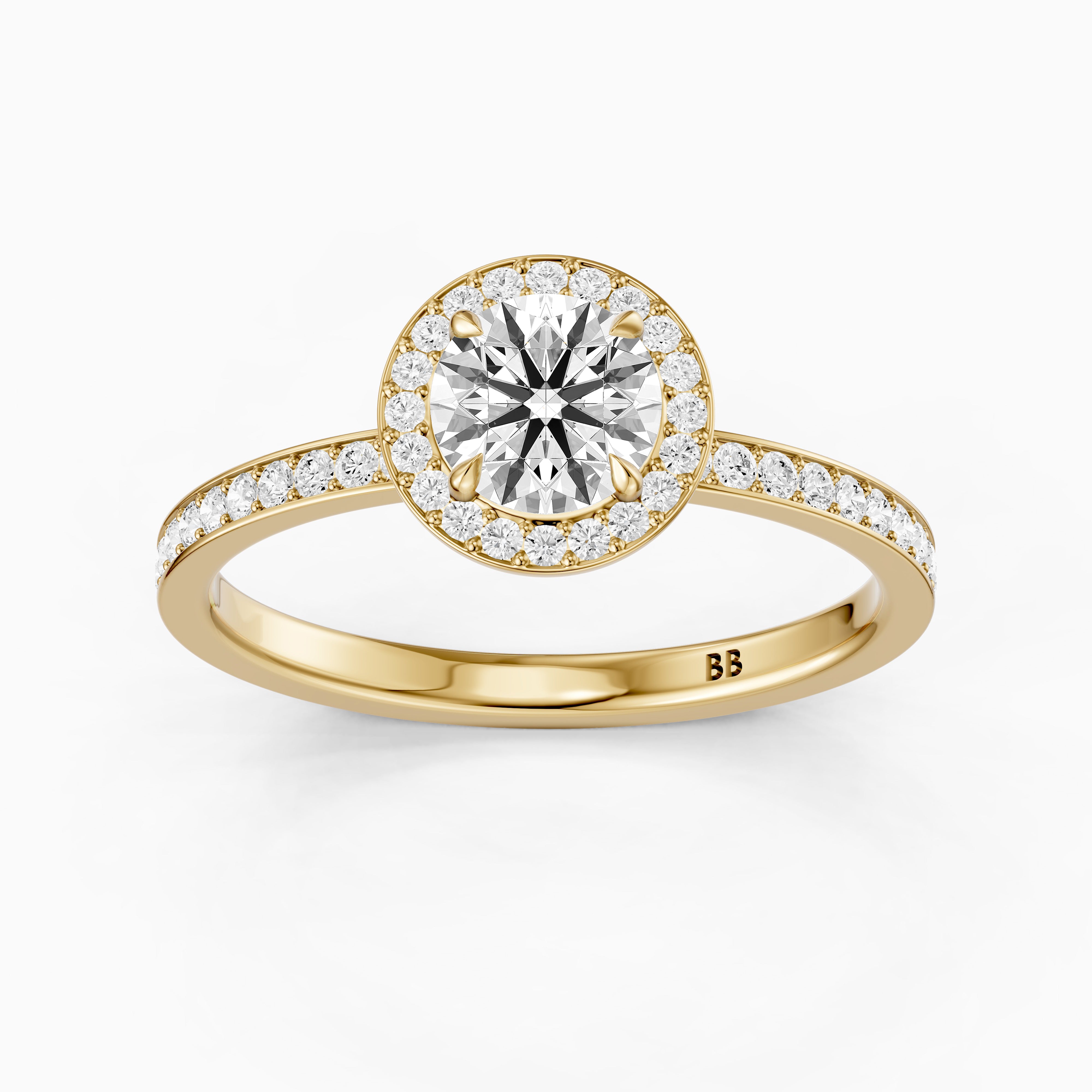 Jordyn Round Cut Halo Channel Set Moissanite Diamond Ring