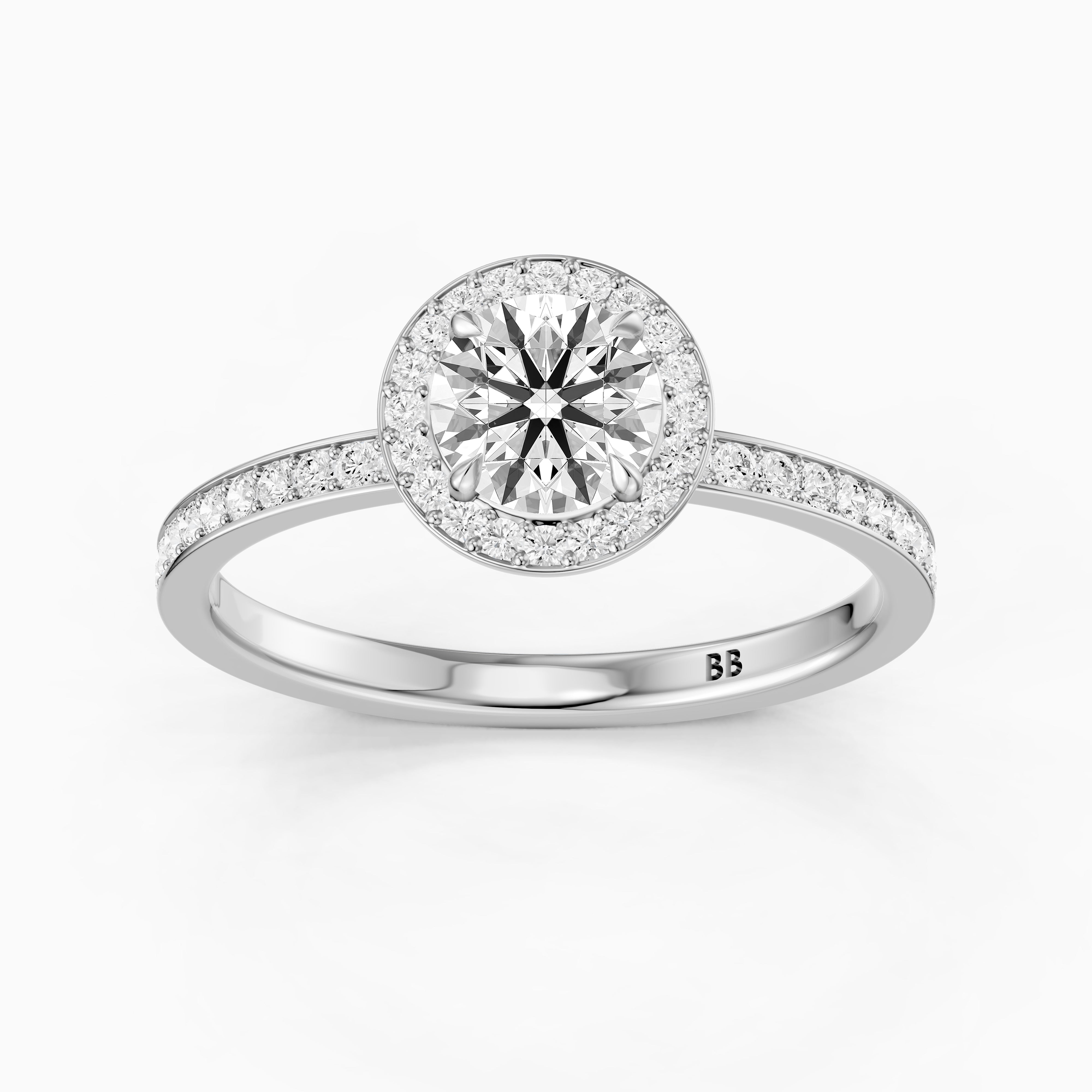 Jordyn Round Cut Halo Channel Set Moissanite Diamond Ring