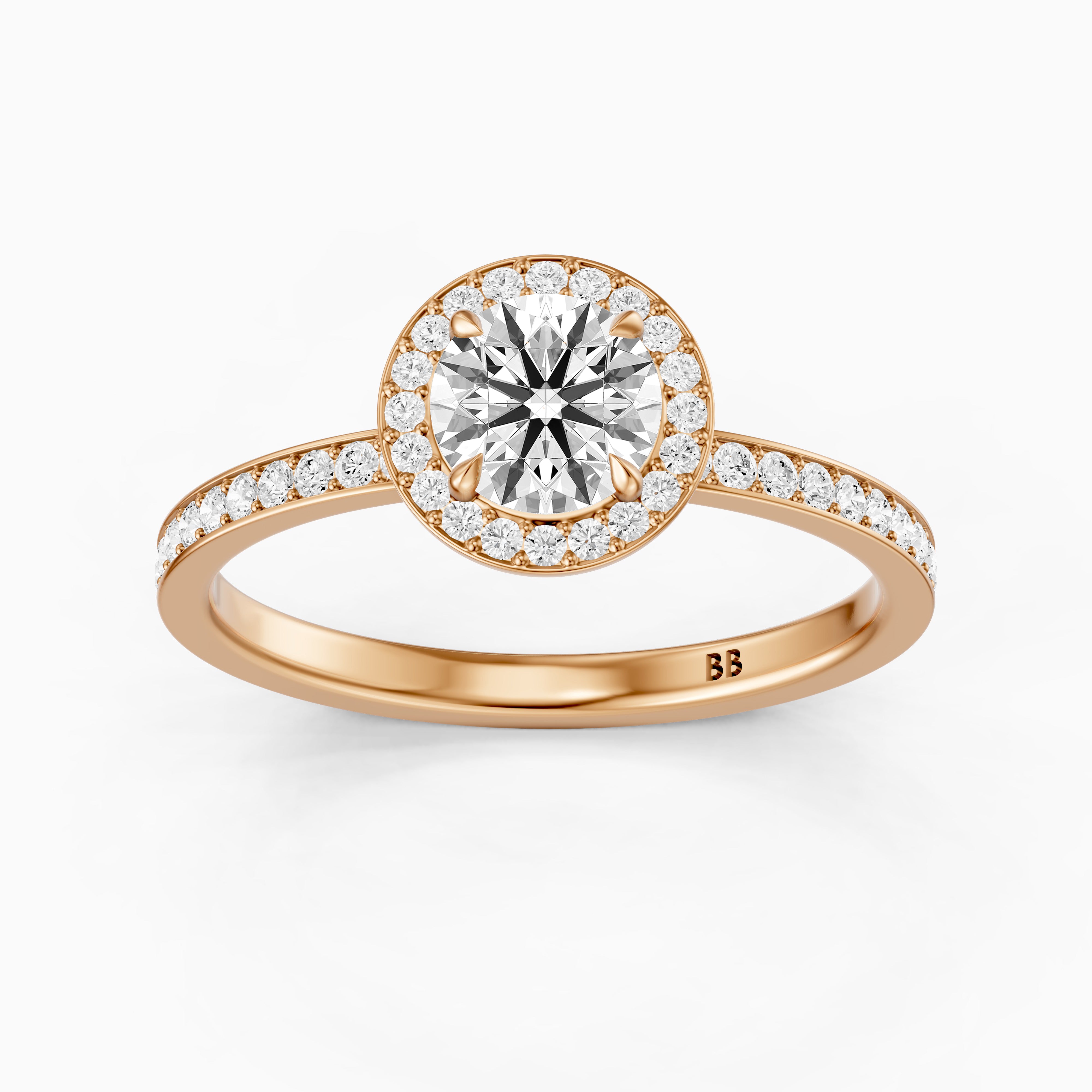 Jordyn Round Cut Halo Channel Set Moissanite Diamond Ring