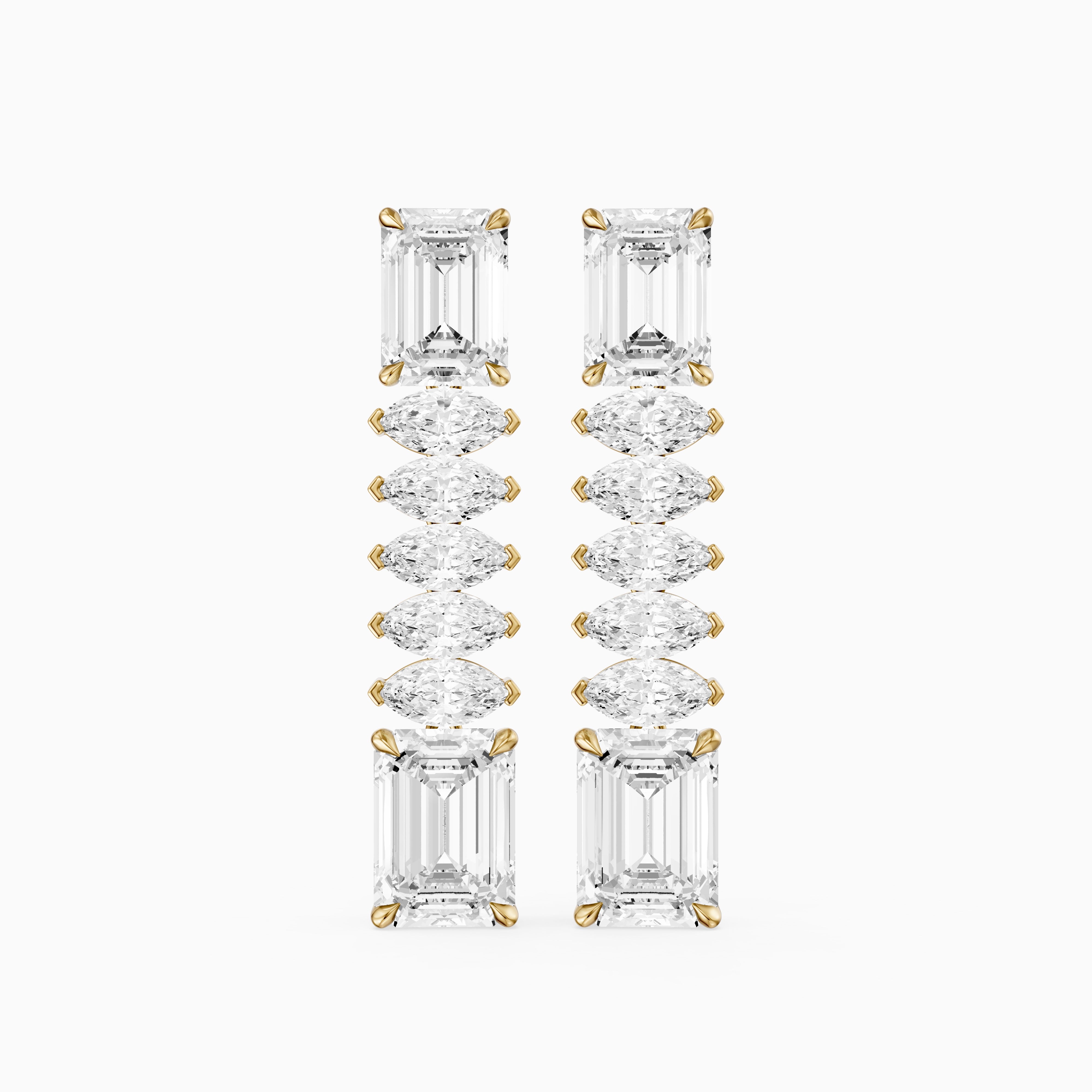 Harriet Emerald Cut and Marquise Lab Grown Diamond Linked Drop Earrings