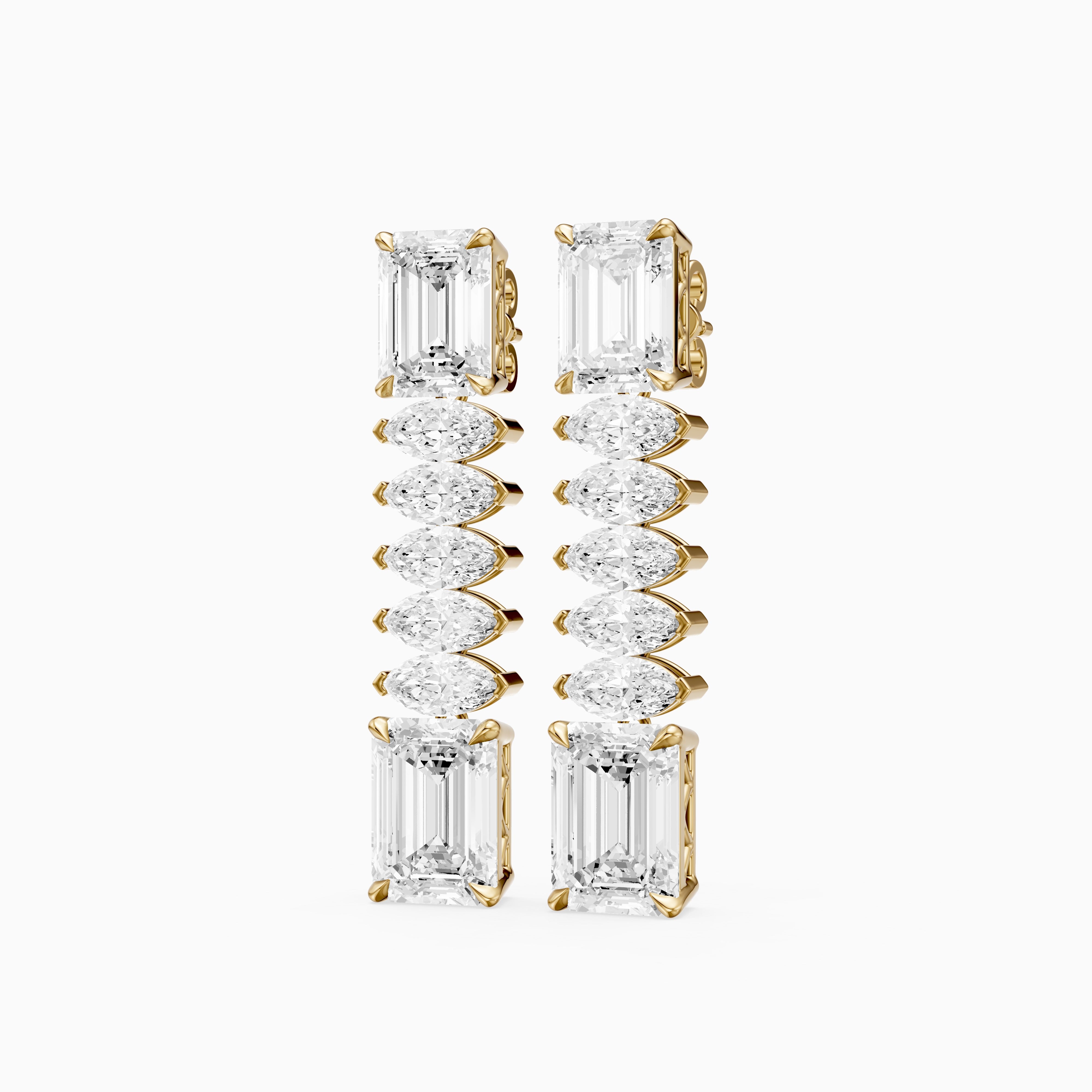 Harriet Emerald Cut and Marquise Lab Grown Diamond Linked Drop Earrings