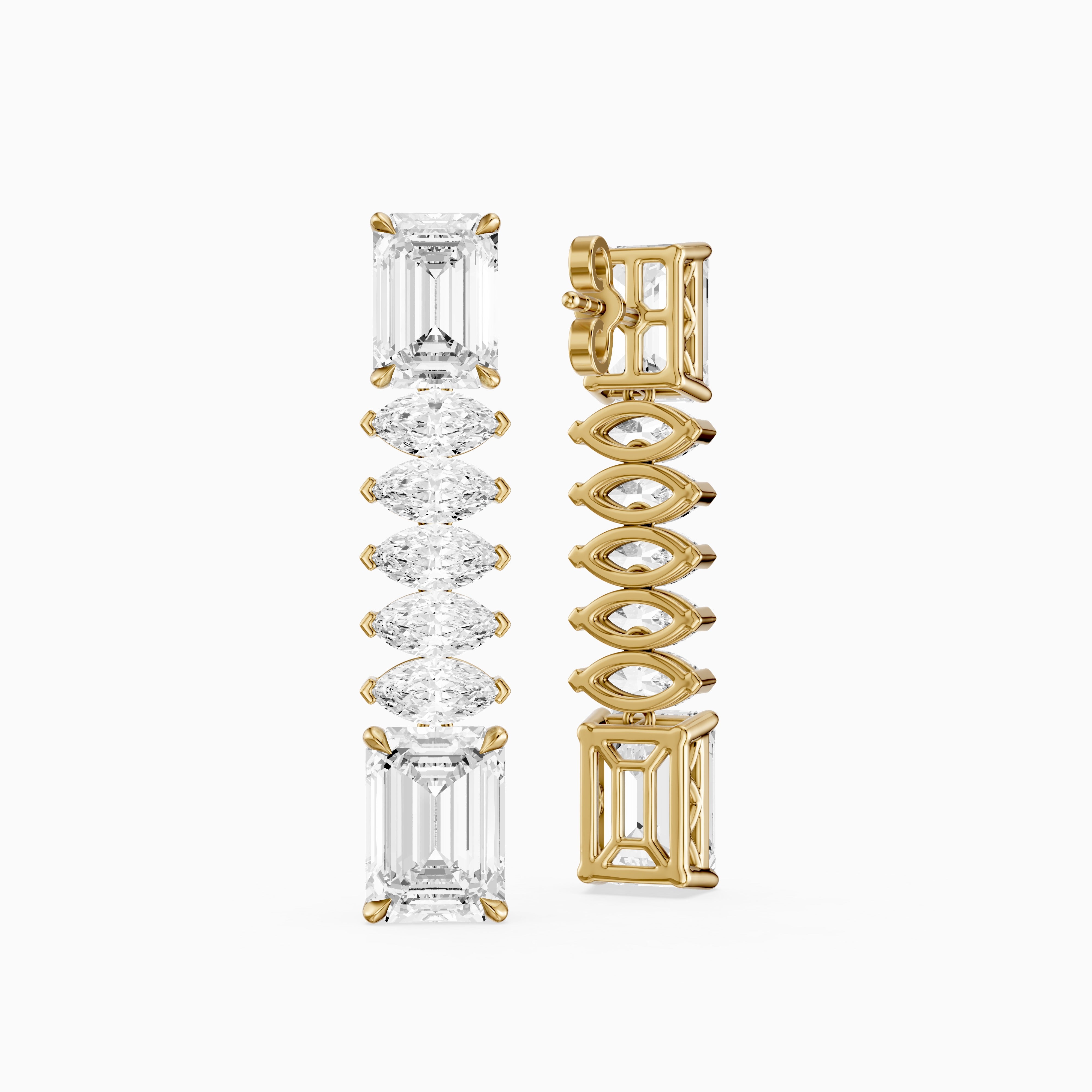 Harriet Emerald Cut and Marquise Lab Grown Diamond Linked Drop Earrings