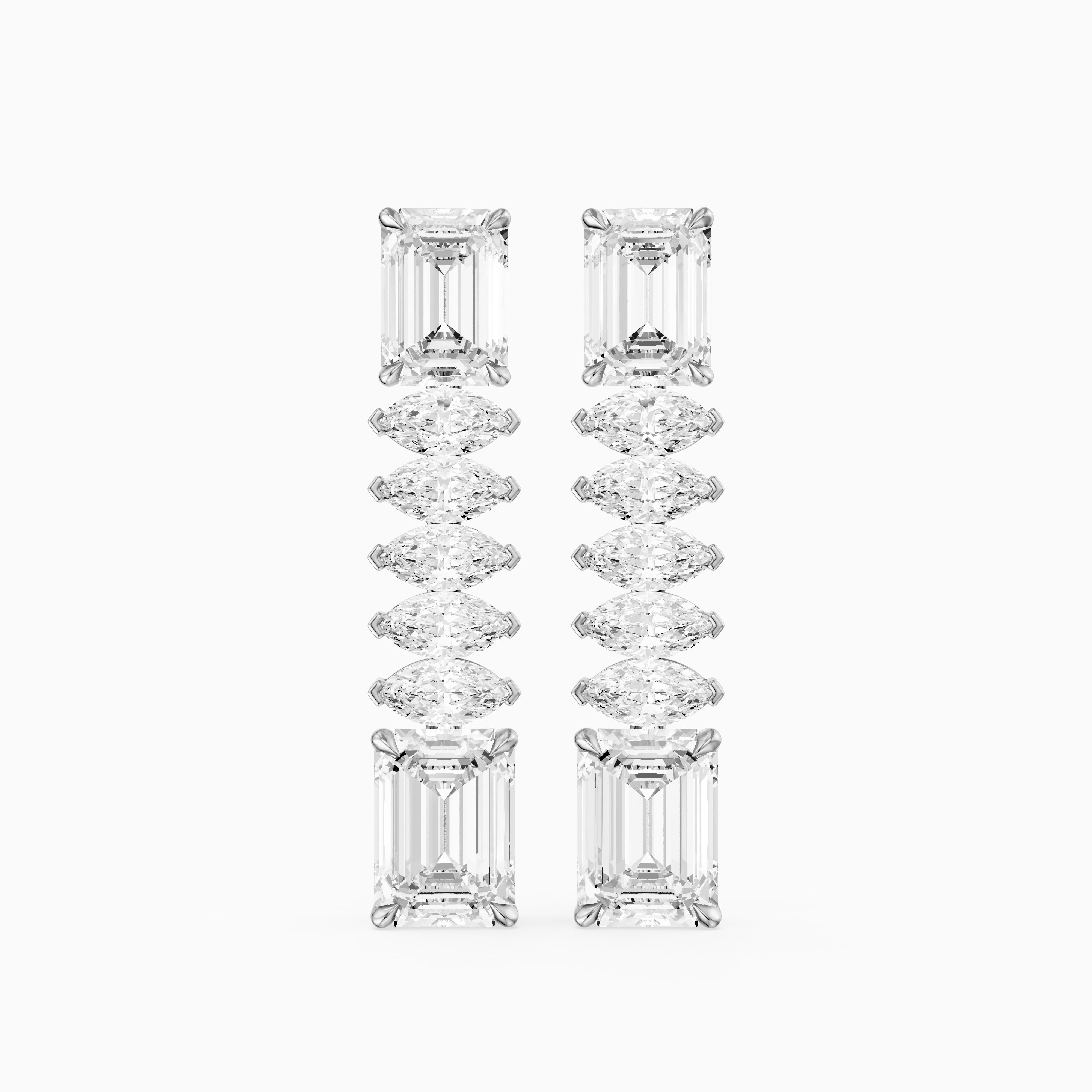 Harriet Emerald Cut and Marquise Lab Grown Diamond Linked Drop Earrings