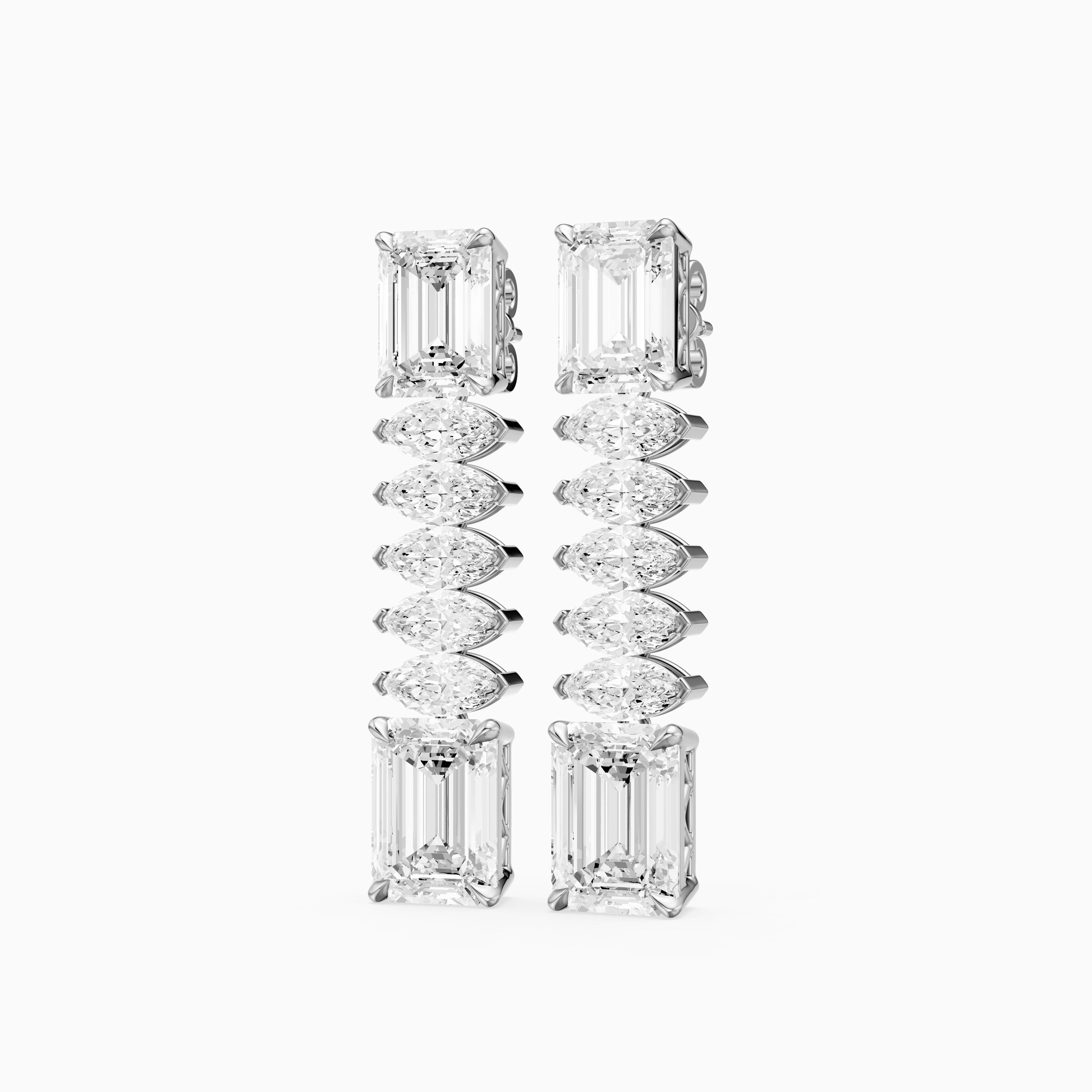 Harriet Emerald Cut and Marquise Lab Grown Diamond Linked Drop Earrings
