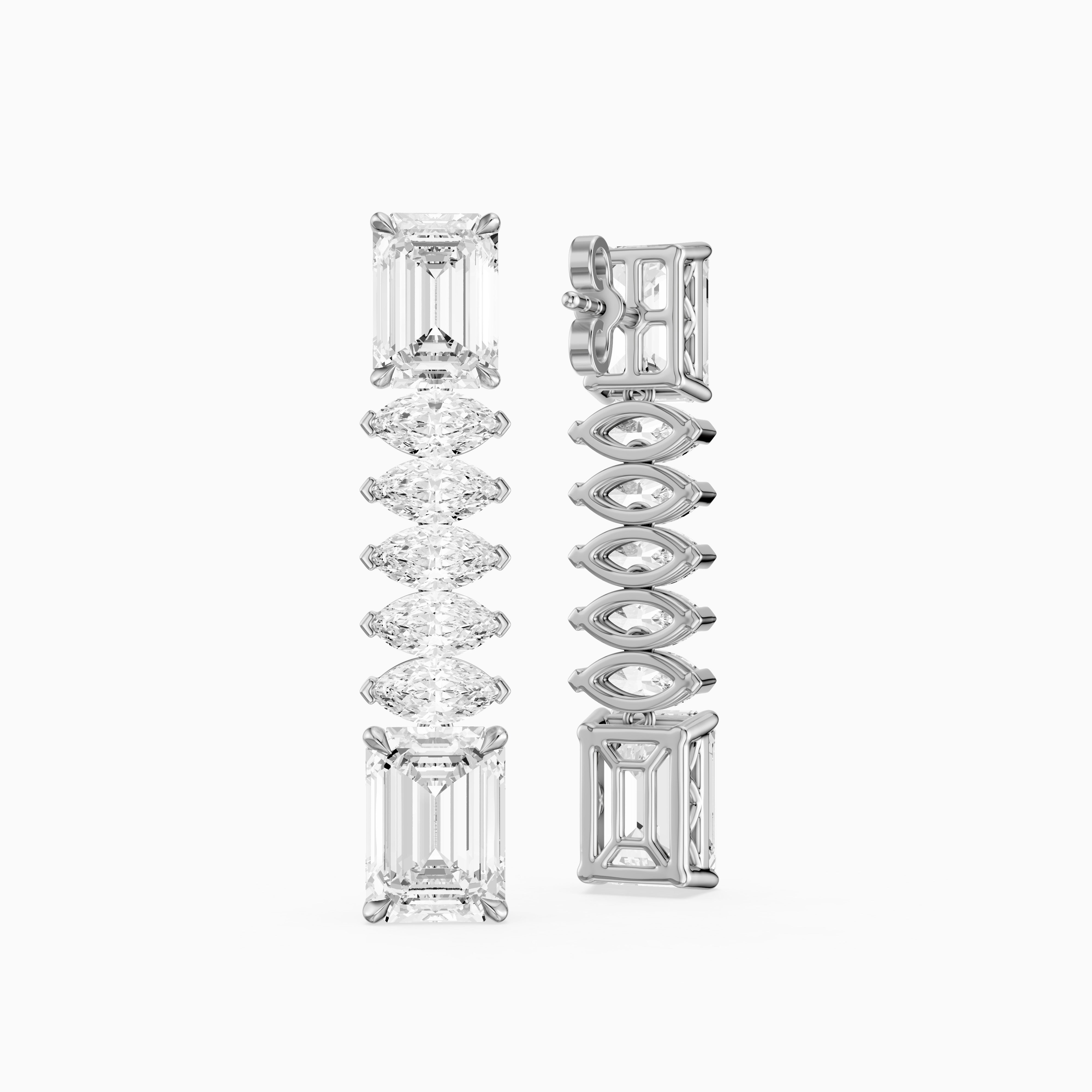 Harriet Emerald Cut and Marquise Lab Grown Diamond Linked Drop Earrings