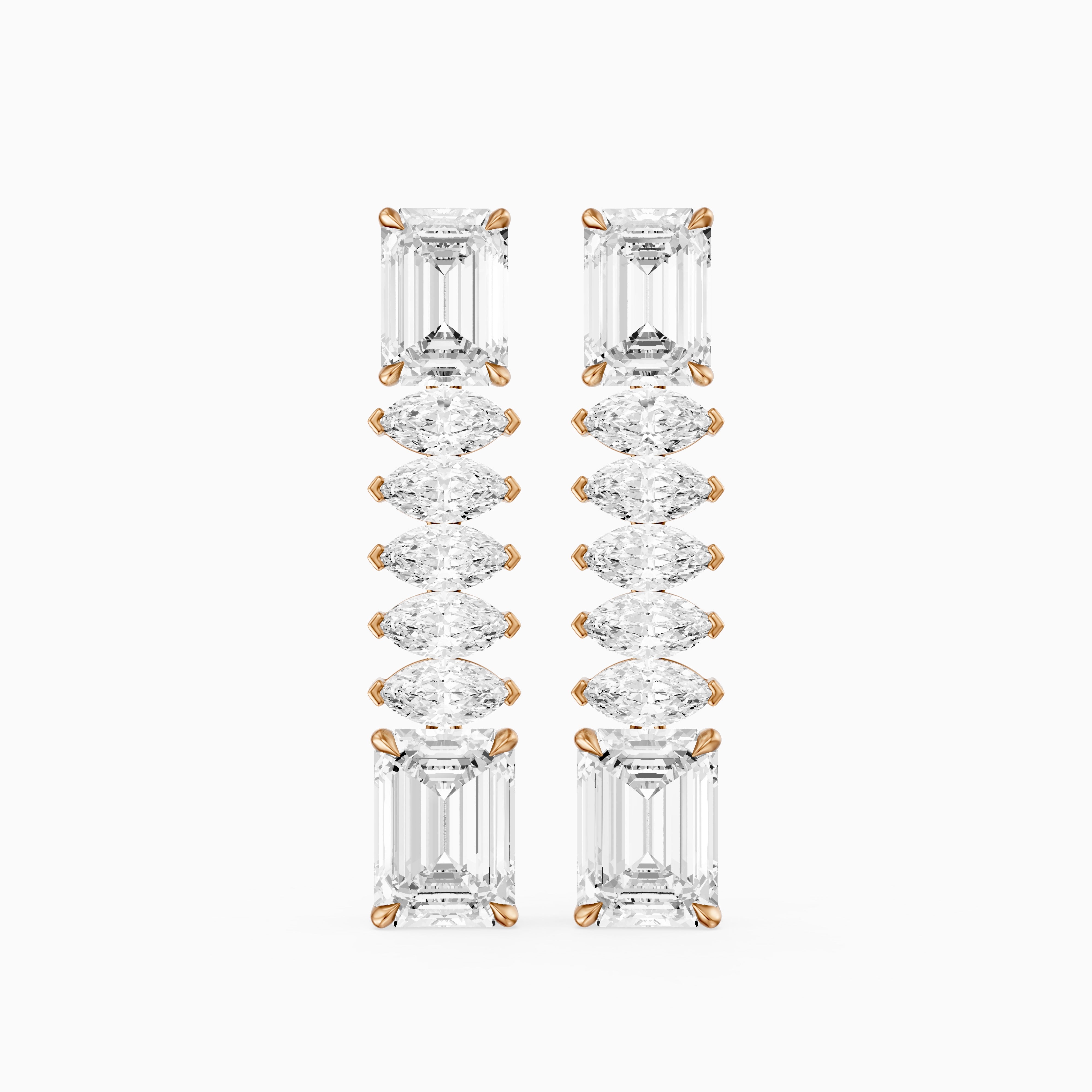 Harriet Emerald Cut and Marquise Lab Grown Diamond Linked Drop Earrings