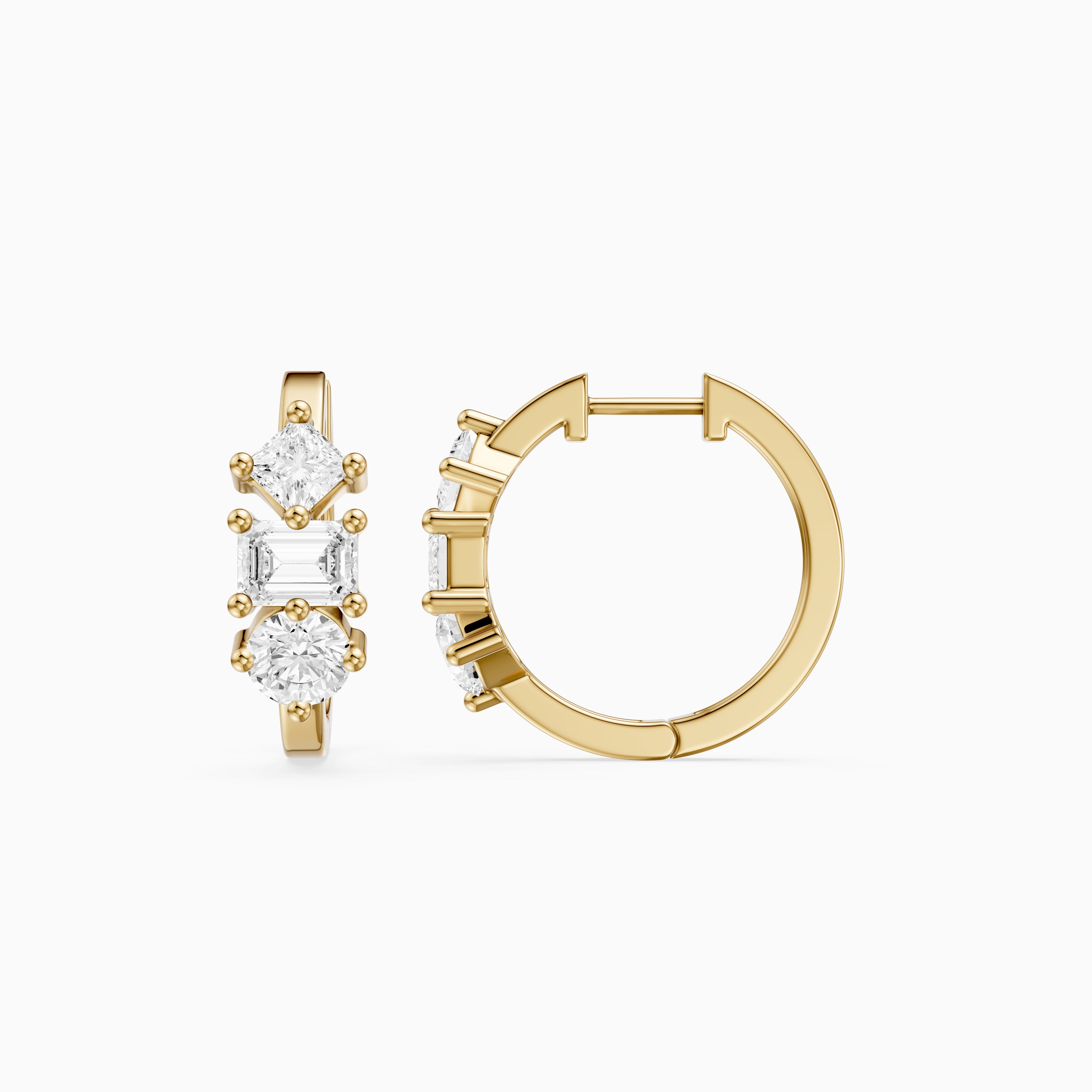 Prune Mixed Cut Lab Grown Diamond Trio Hoop Earrings