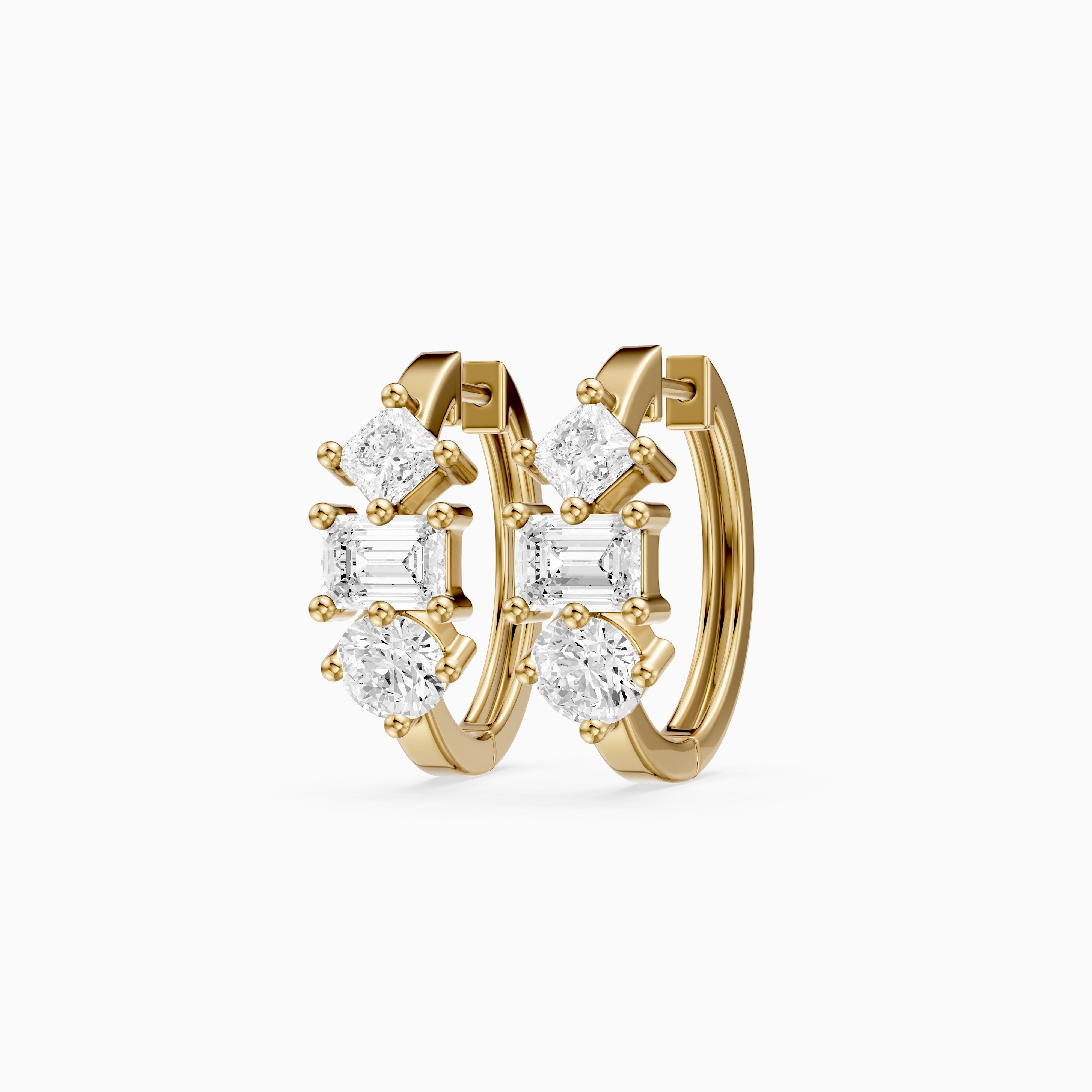 Prune Mixed Cut Lab Grown Diamond Trio Hoop Earrings