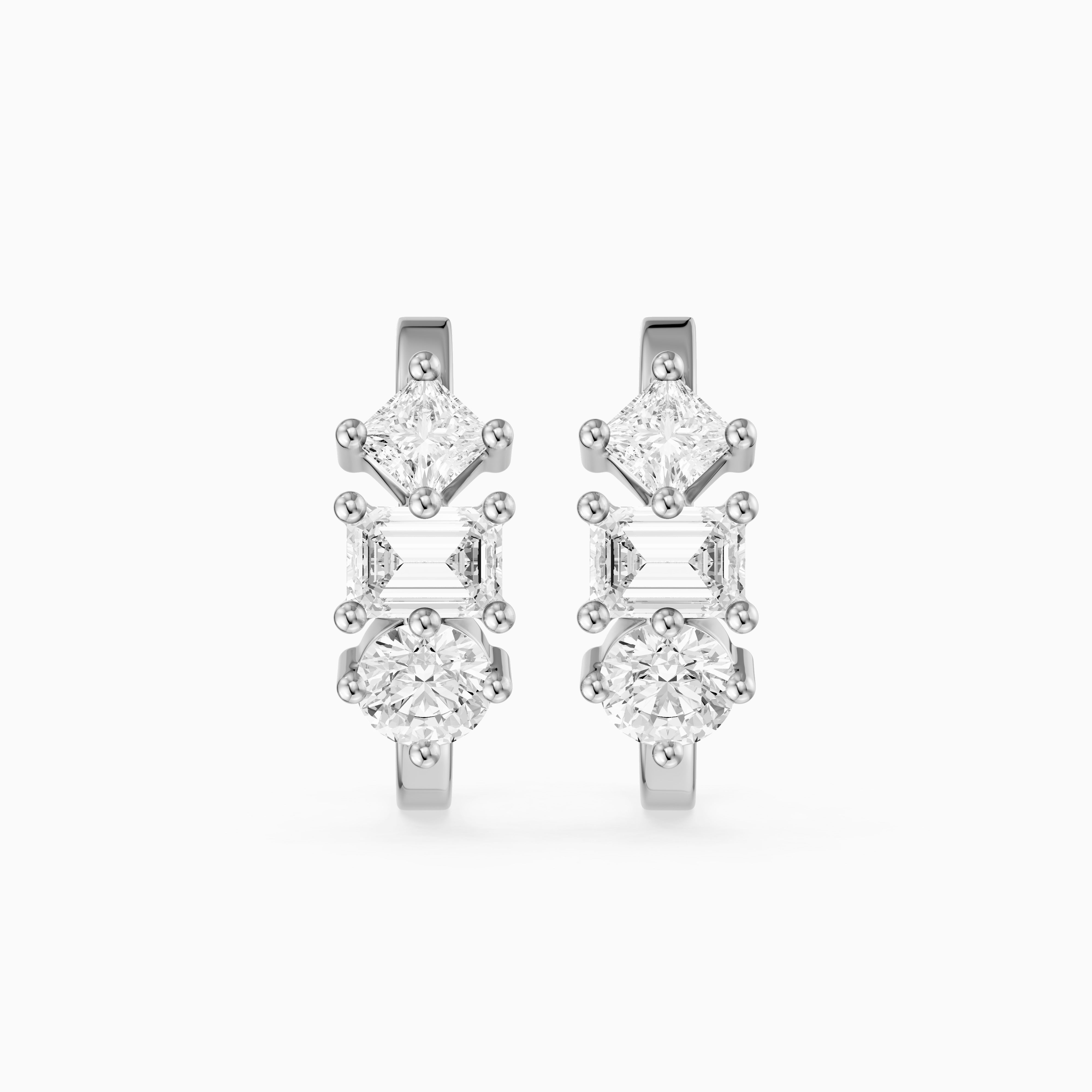 Prune Mixed Cut Lab Grown Diamond Trio Hoop Earrings