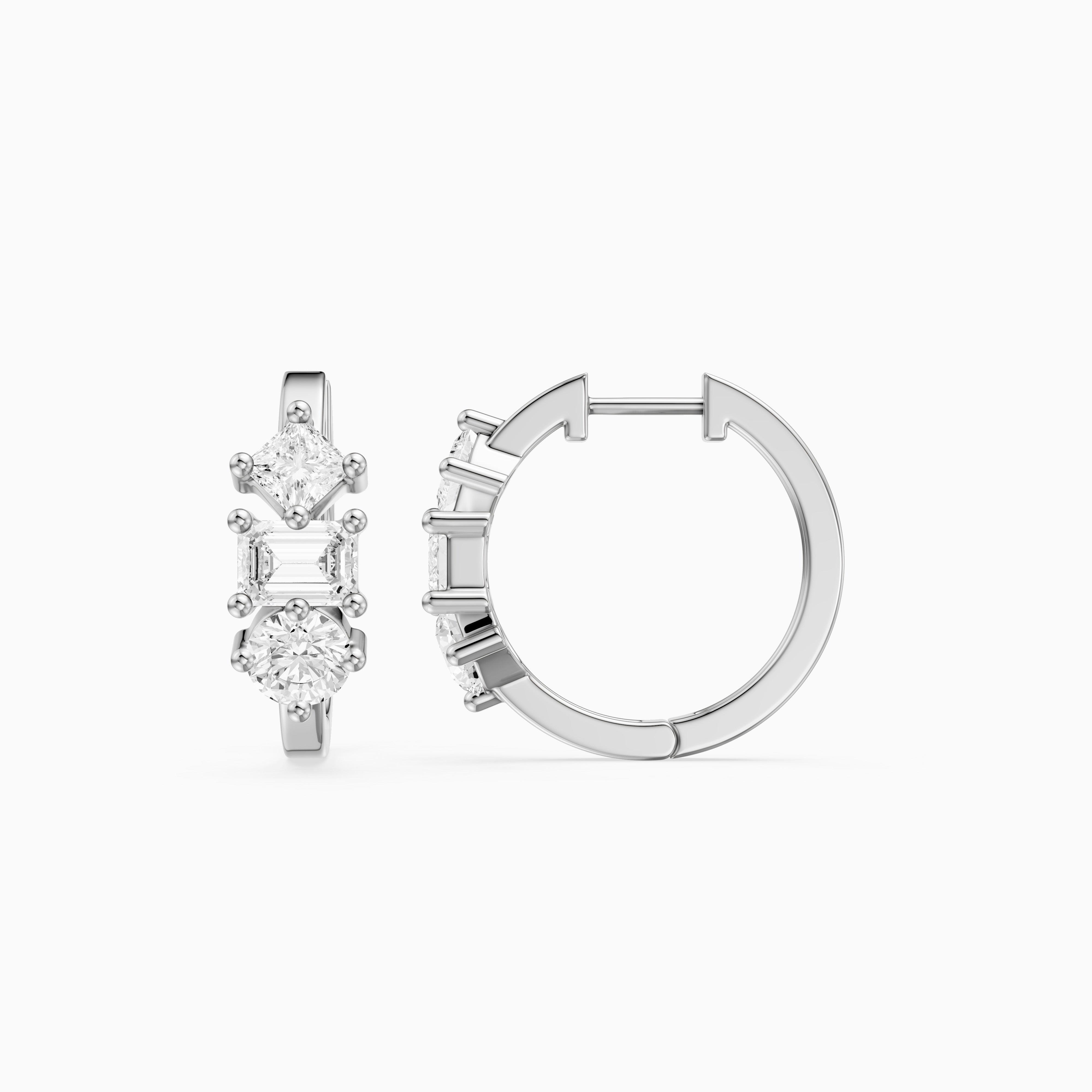 Prune Mixed Cut Lab Grown Diamond Trio Hoop Earrings