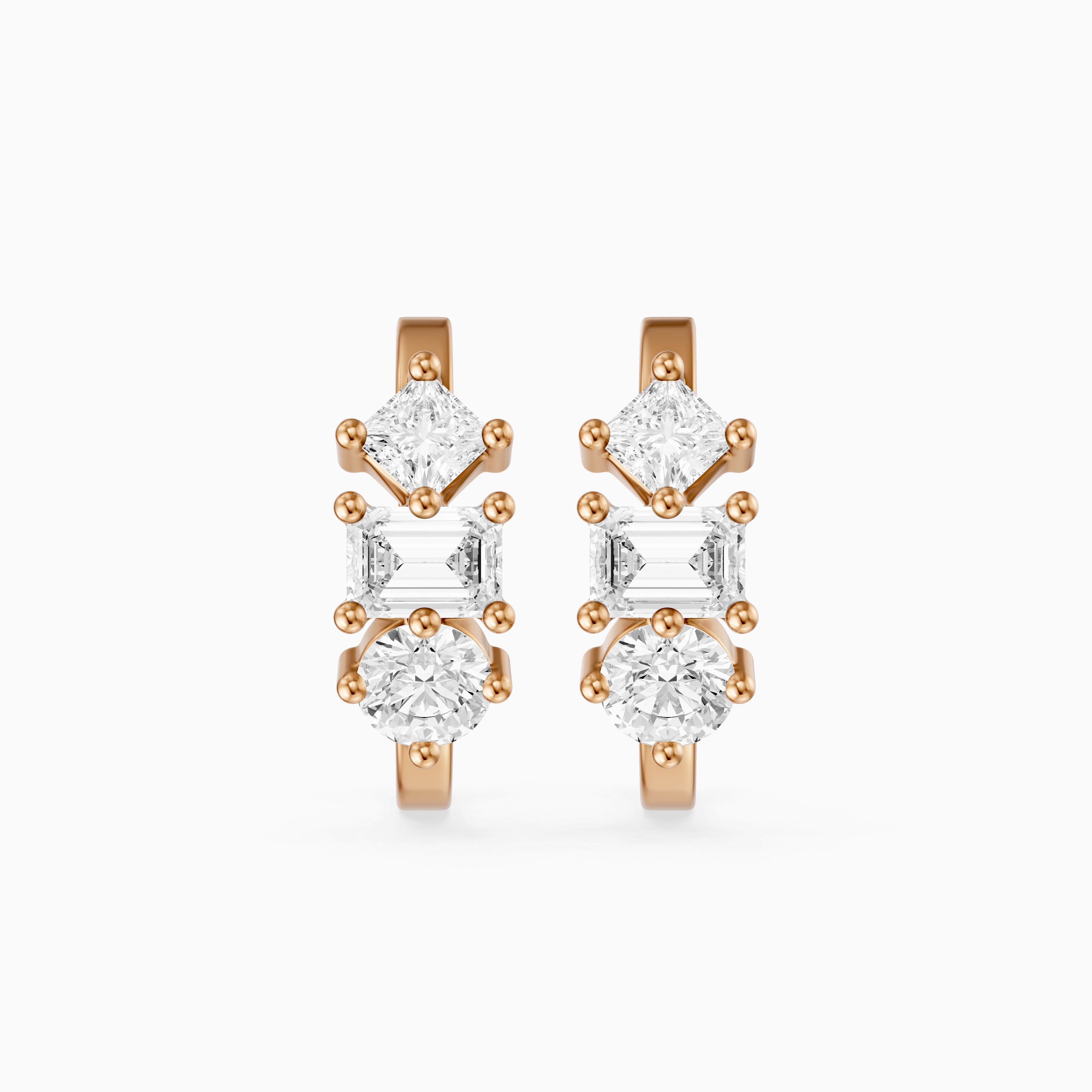 Prune Mixed Cut Lab Grown Diamond Trio Hoop Earrings