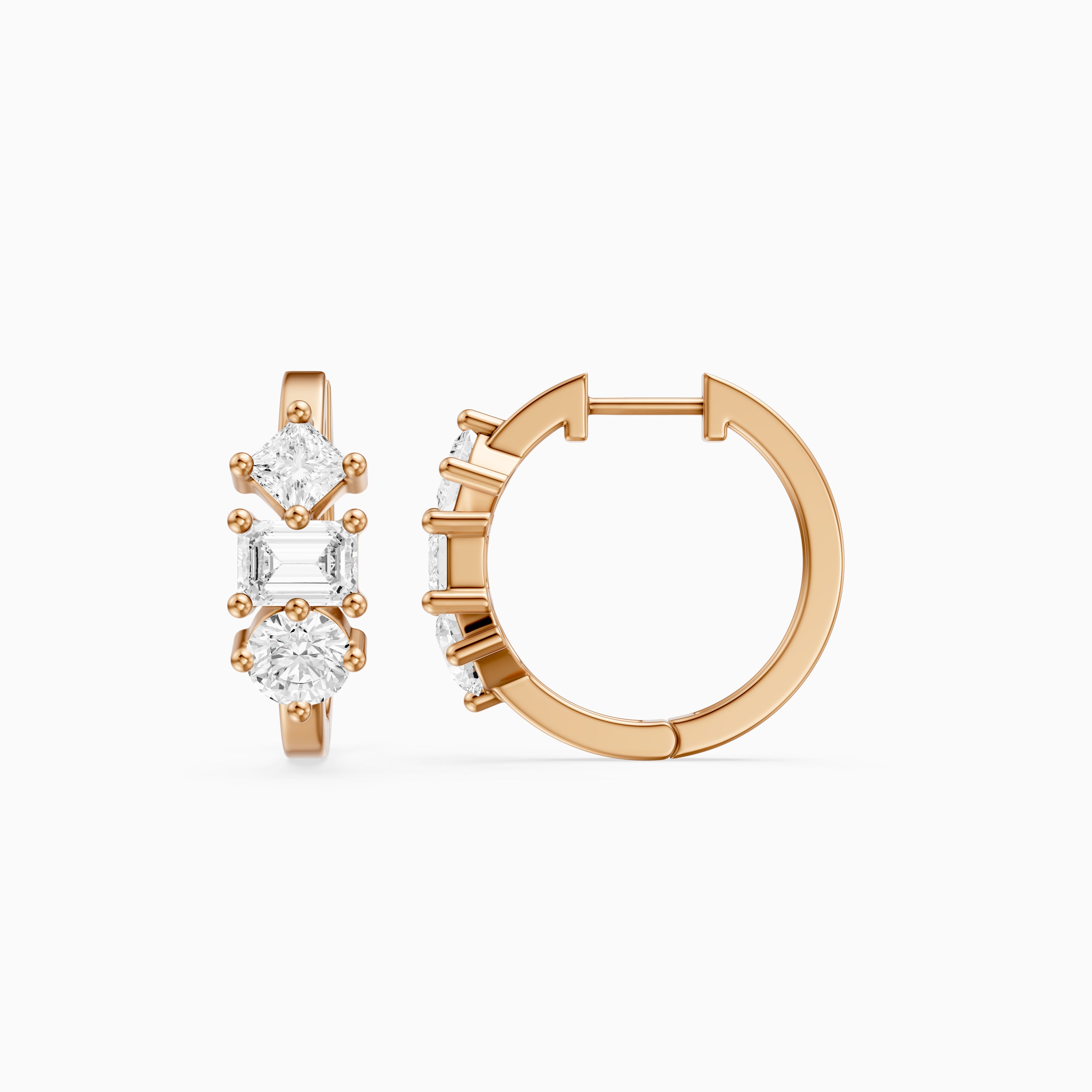 Prune Mixed Cut Lab Grown Diamond Trio Hoop Earrings
