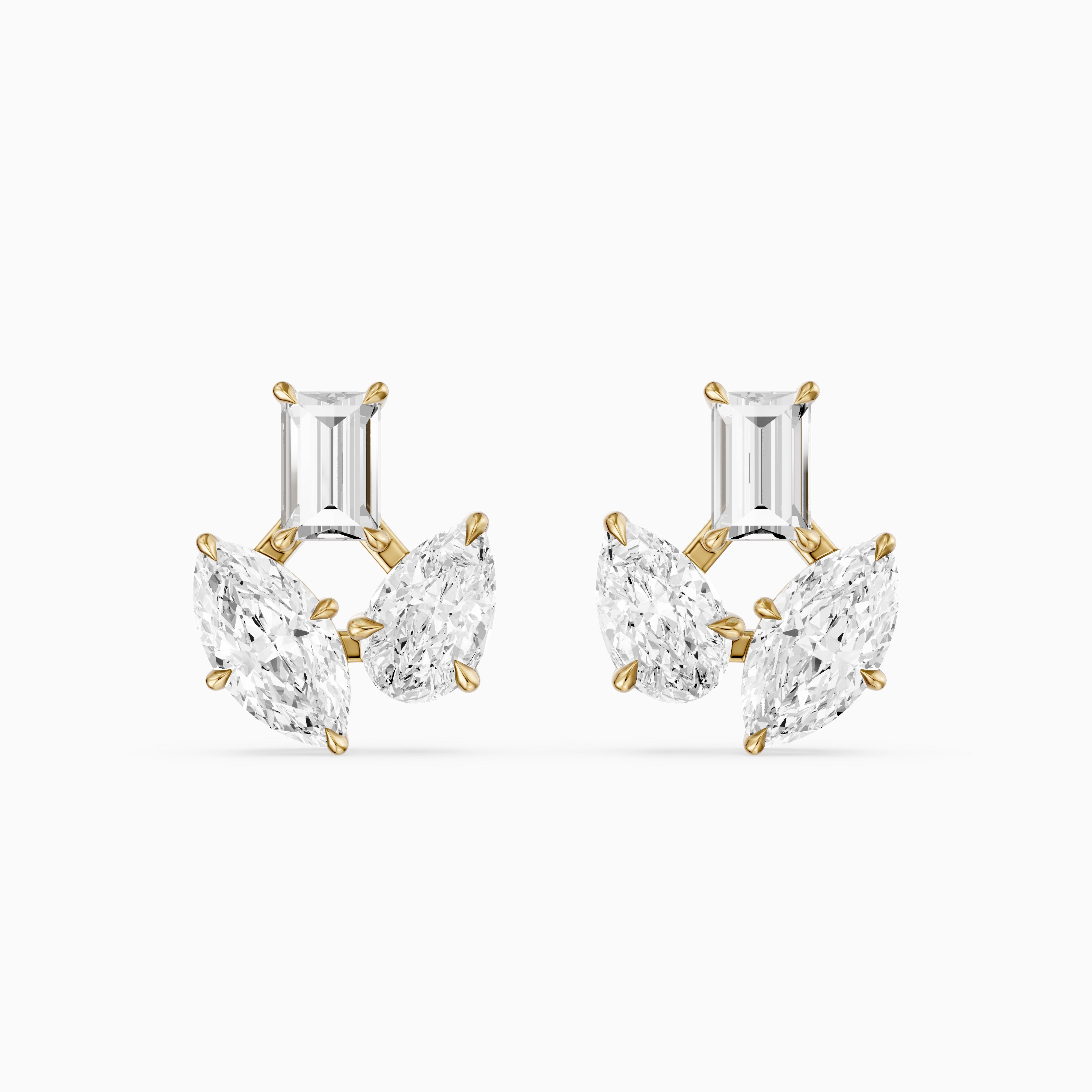 Vesper Marquise Pear Baguette Lab Grown Diamond Designer Stud Earrings