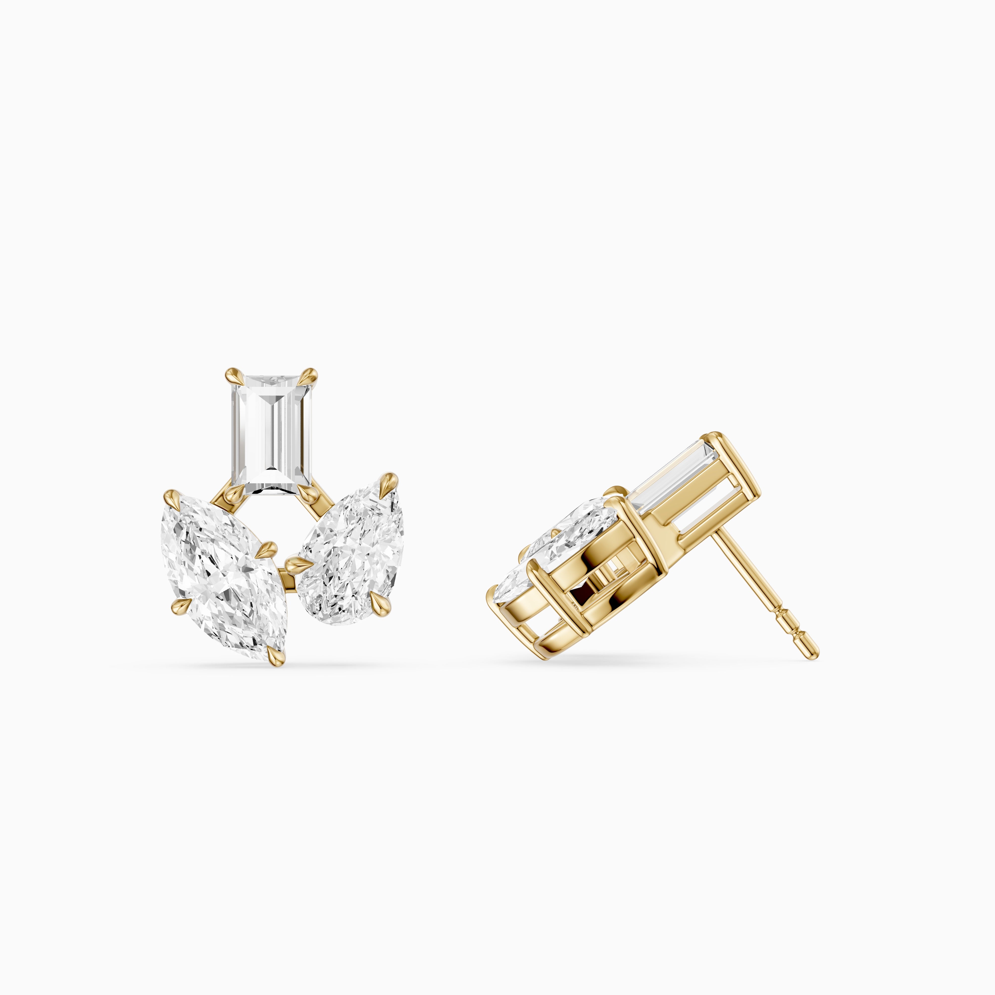 Vesper Marquise Pear Baguette Lab Grown Diamond Designer Stud Earrings