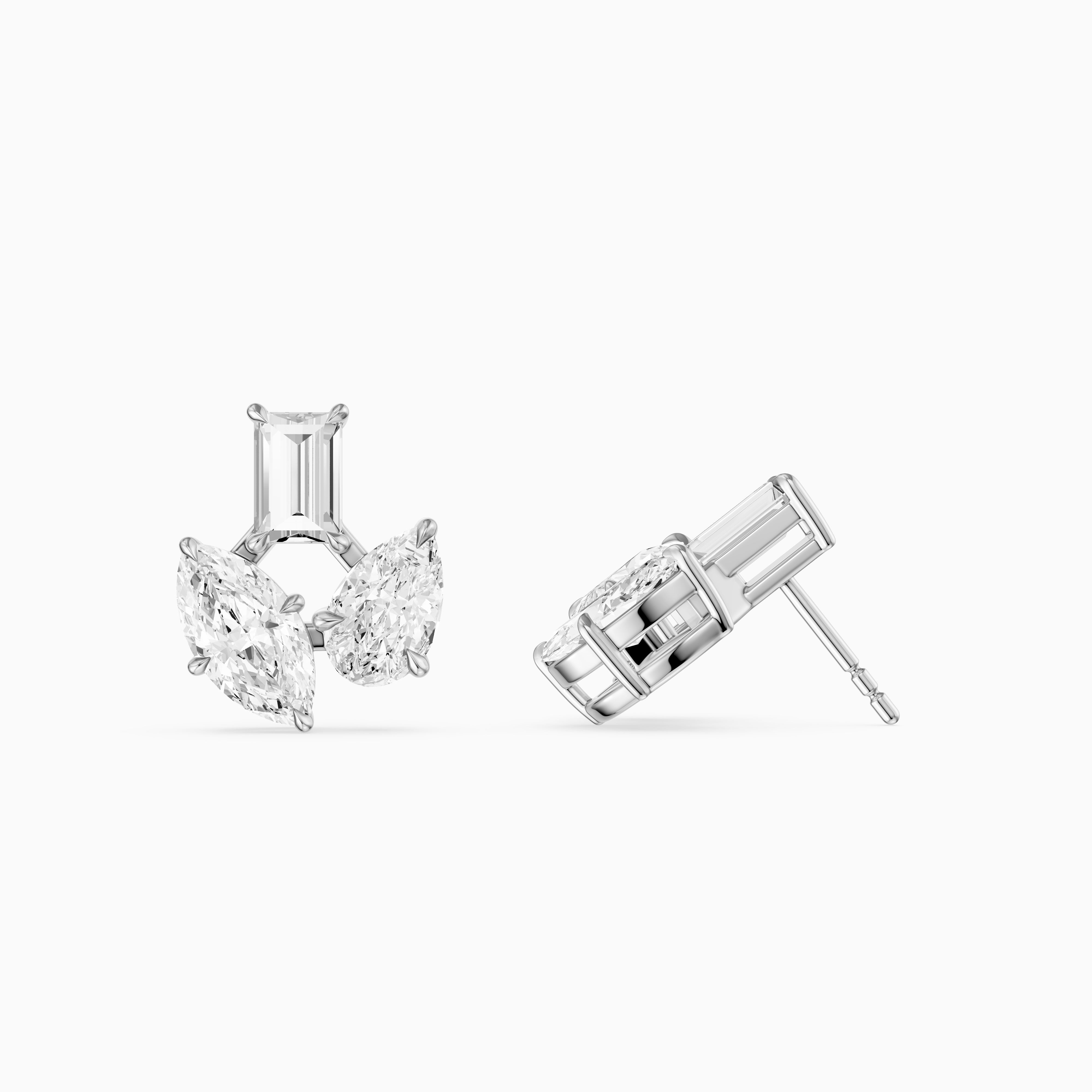 Vesper Marquise Pear Baguette Lab Grown Diamond Designer Stud Earrings