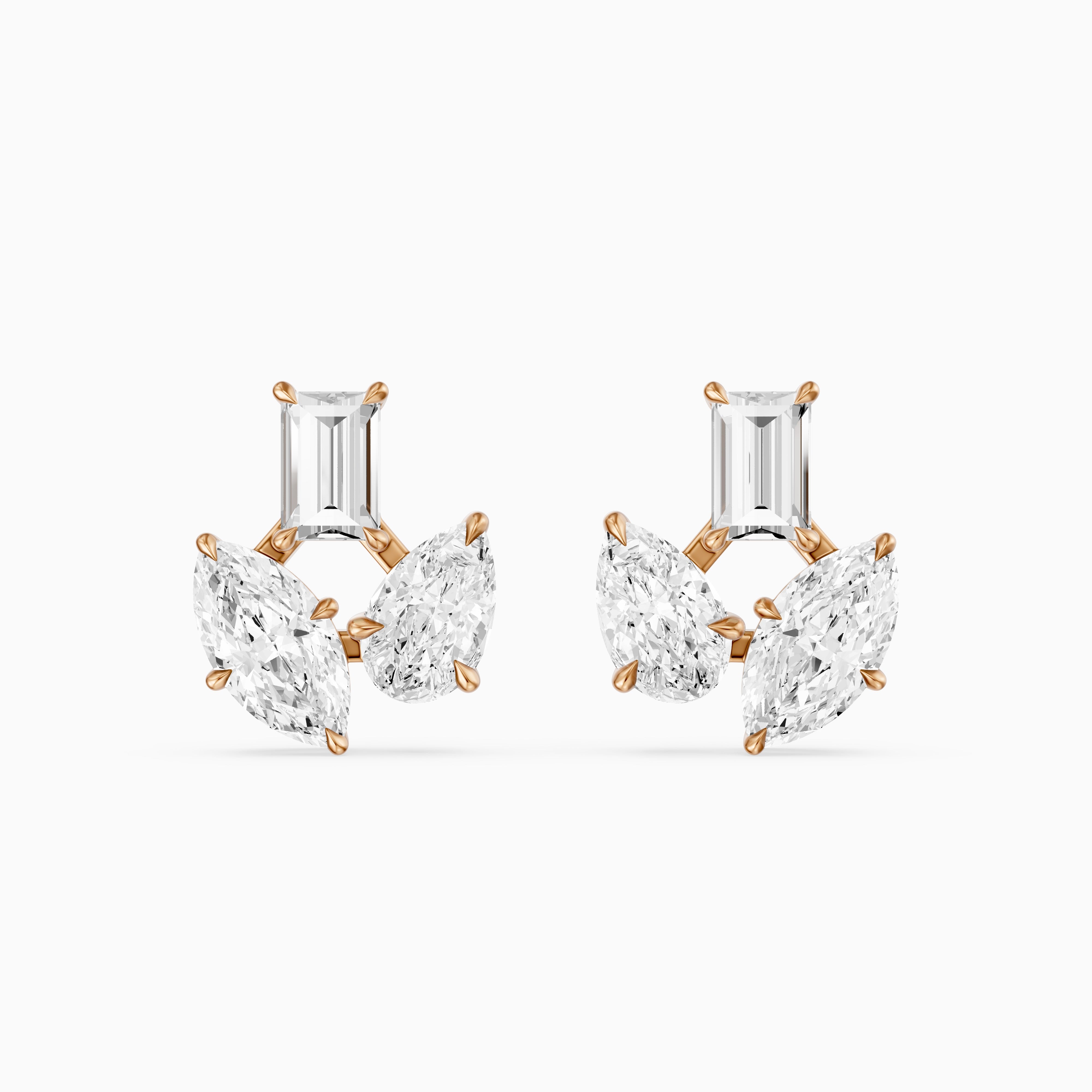 Vesper Marquise Pear Baguette Lab Grown Diamond Designer Stud Earrings
