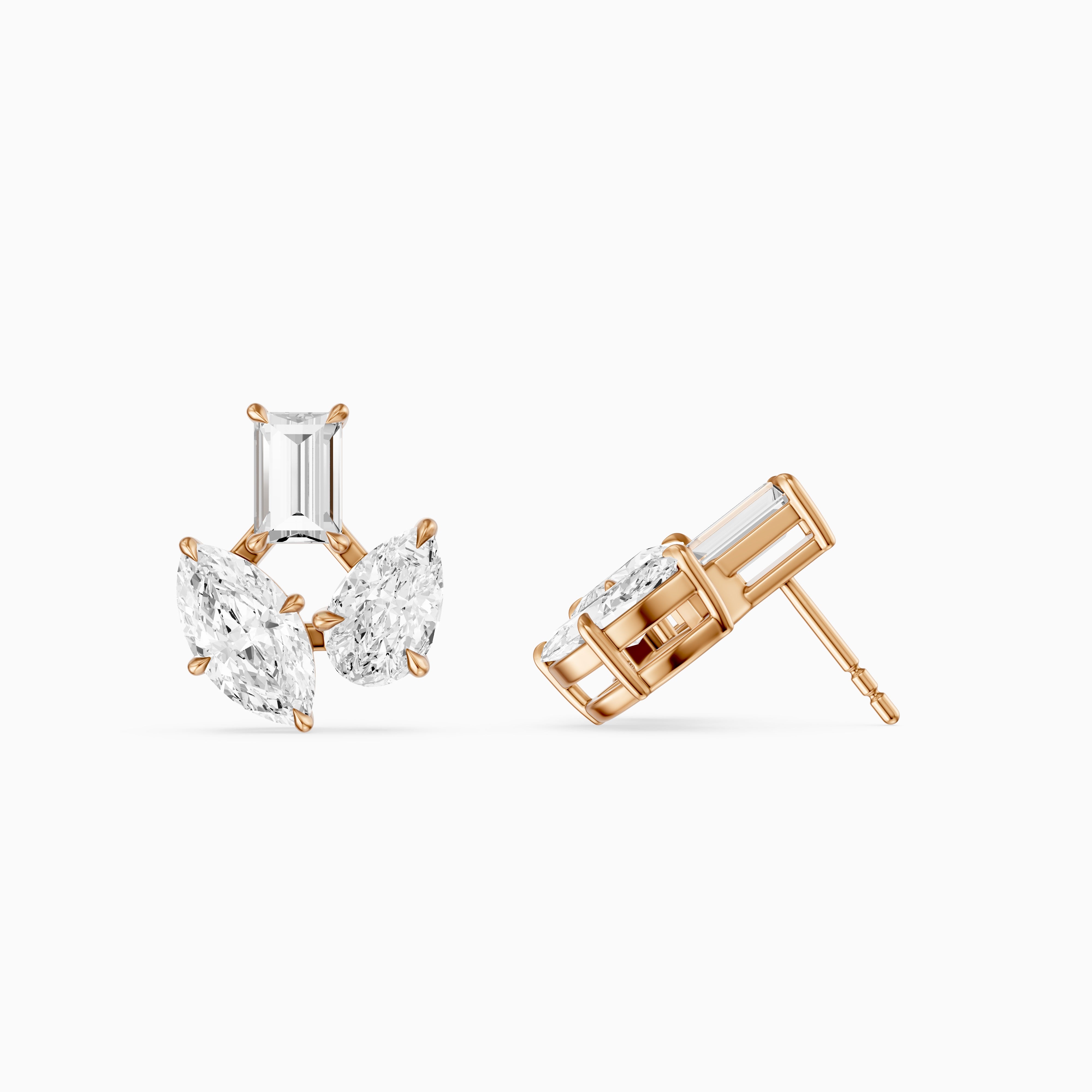 Vesper Marquise Pear Baguette Lab Grown Diamond Designer Stud Earrings