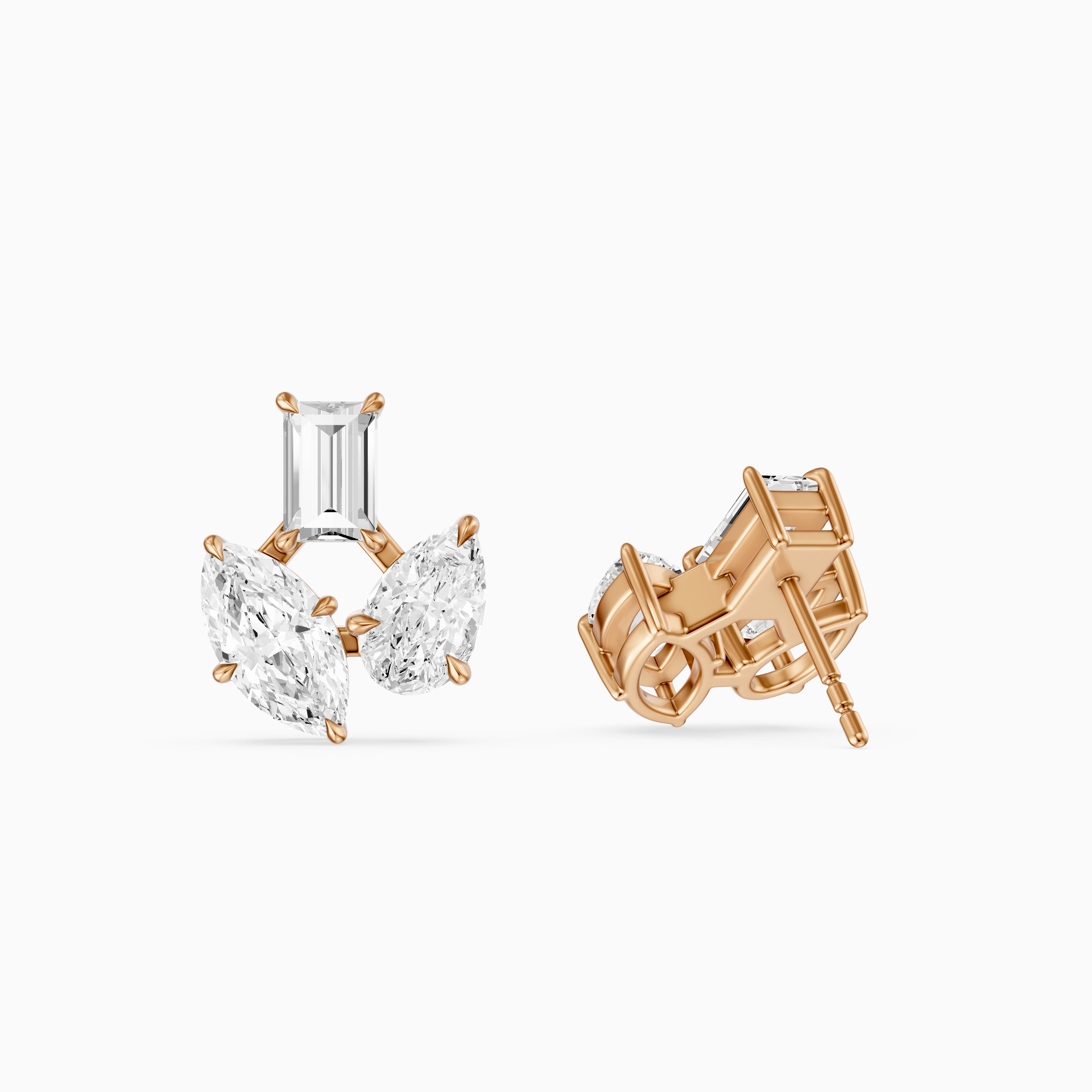 Vesper Marquise Pear Baguette Lab Grown Diamond Designer Stud Earrings