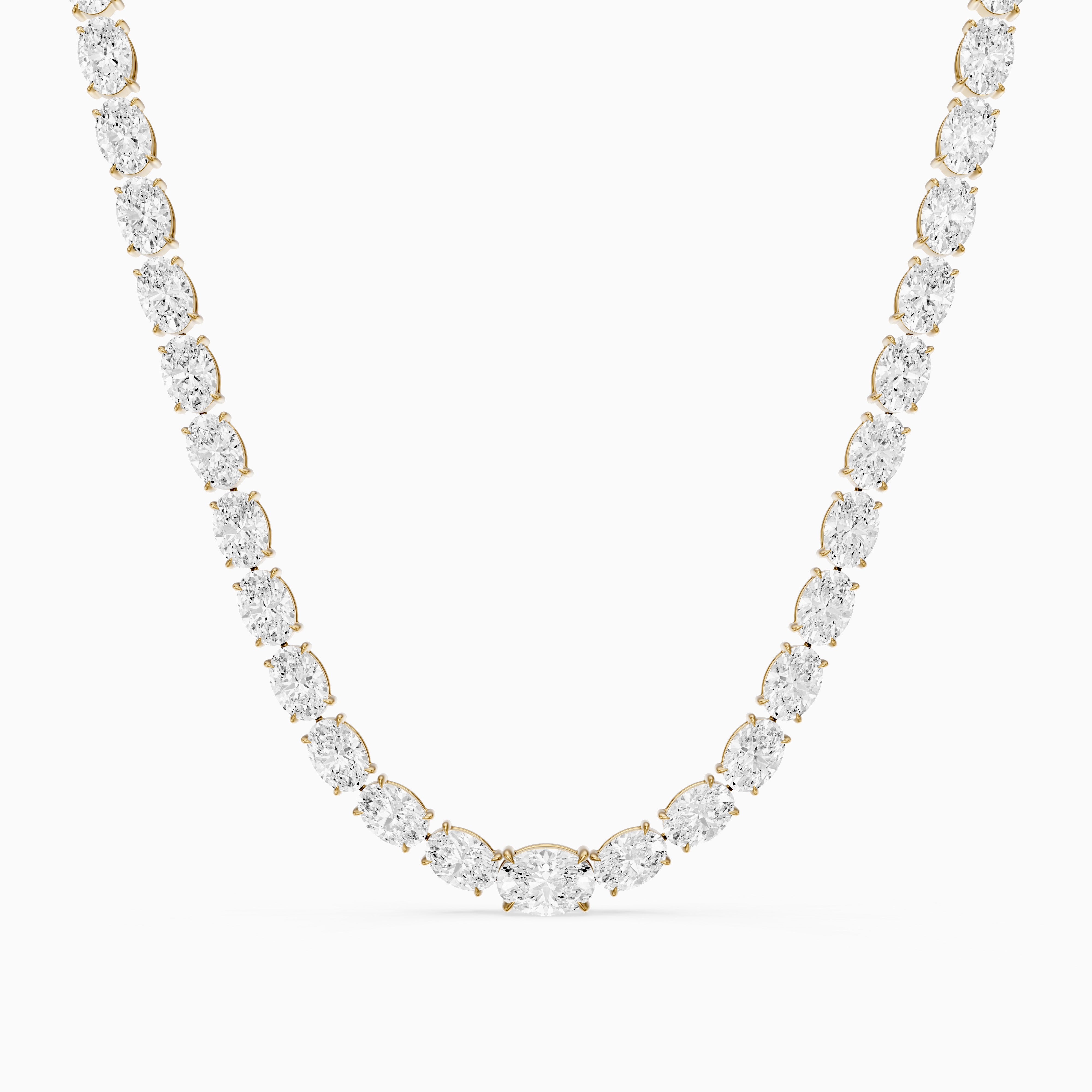 Magnolia Oval Cut Lab Grown Diamond Four Prong Tennis Necklace