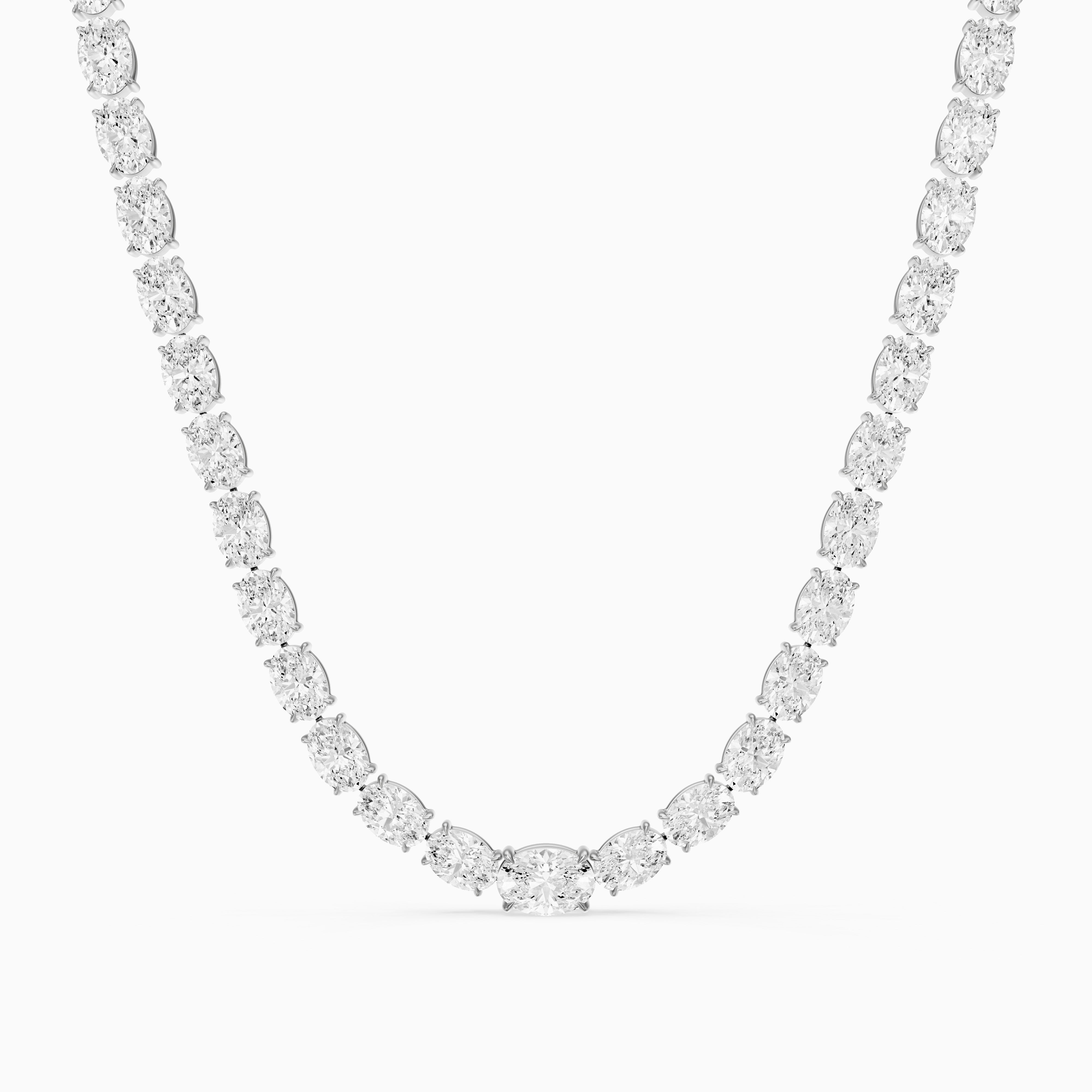 Magnolia Oval Cut Lab Grown Diamond Four Prong Tennis Necklace