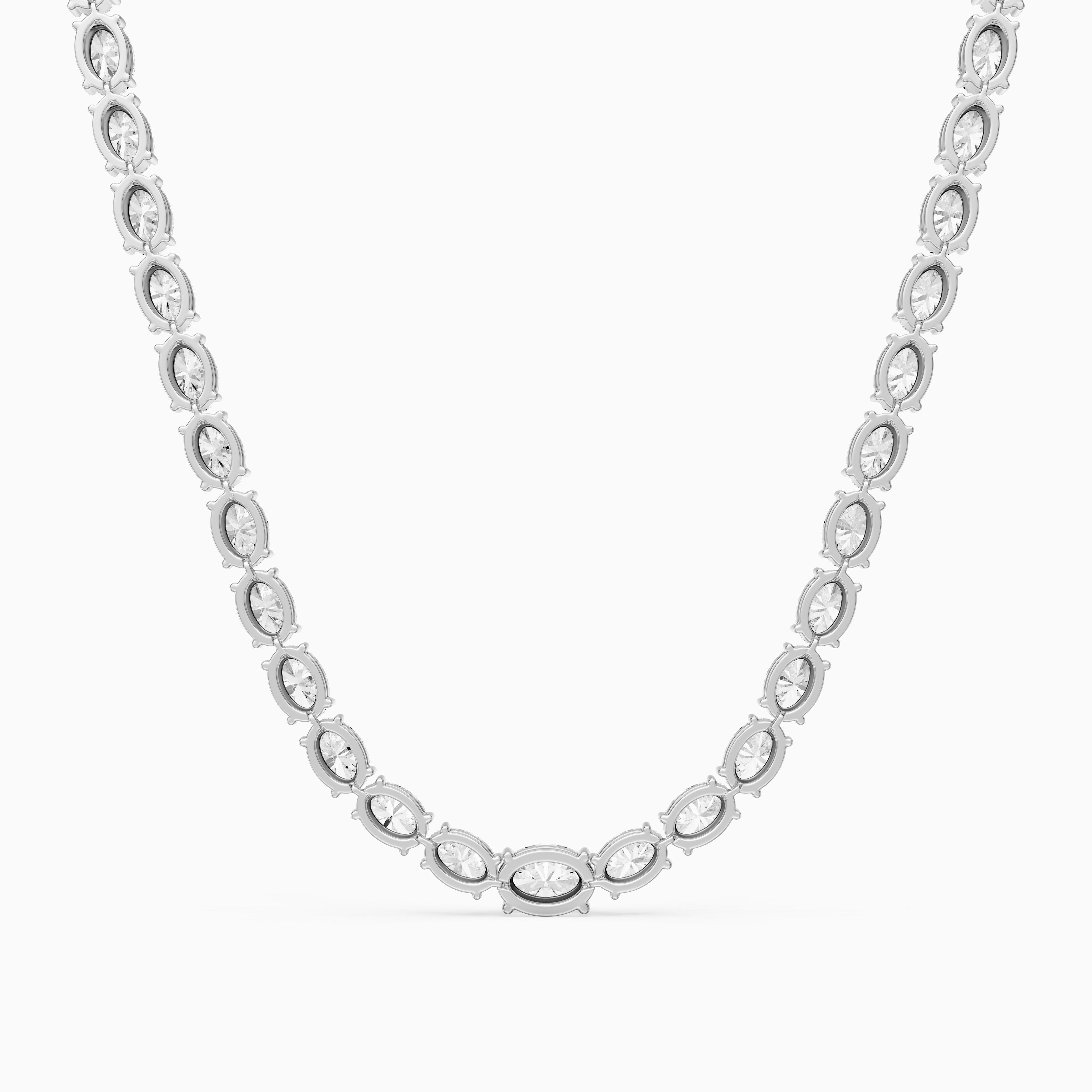 Magnolia Oval Cut Lab Grown Diamond Four Prong Tennis Necklace
