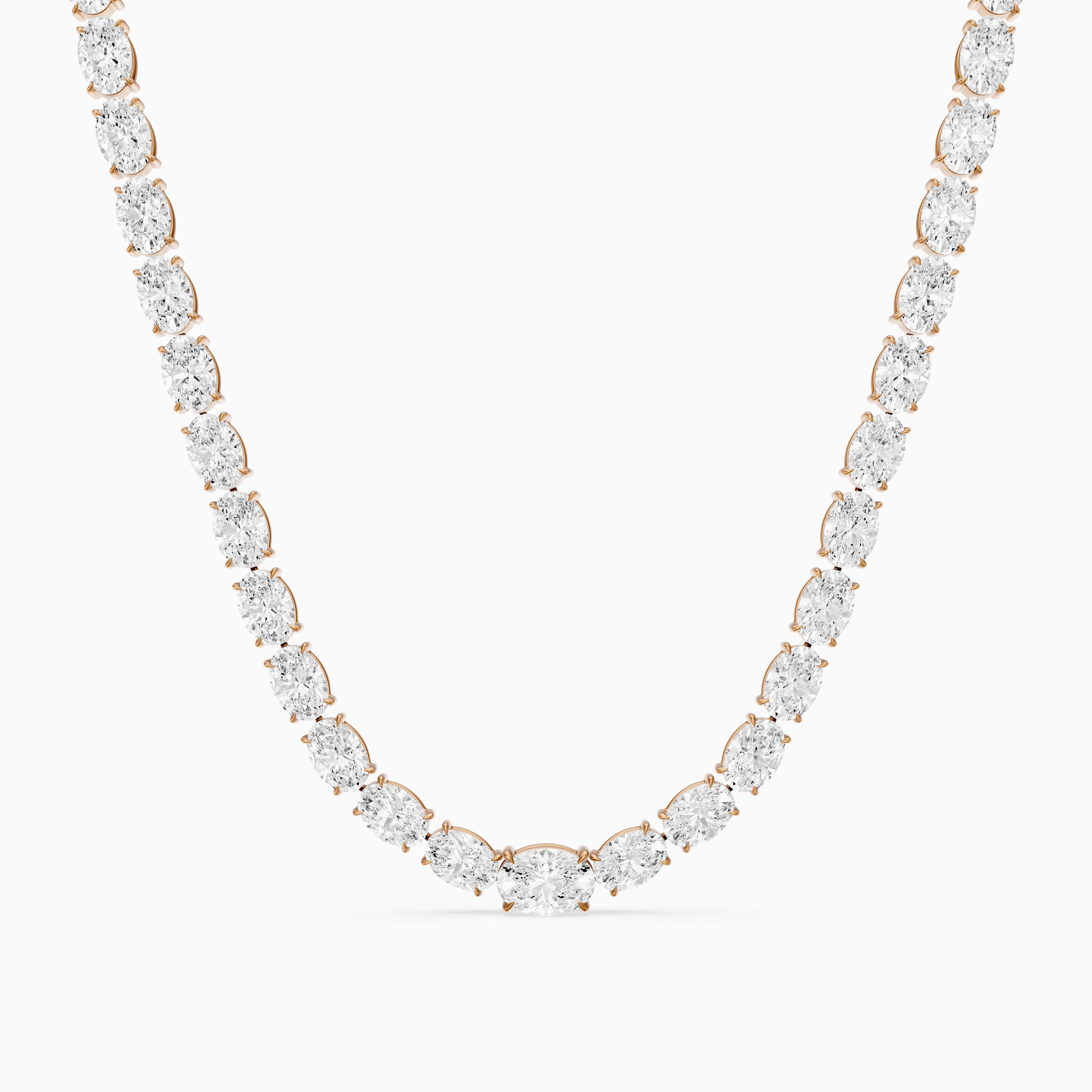 Magnolia Oval Cut Lab Grown Diamond Four Prong Tennis Necklace