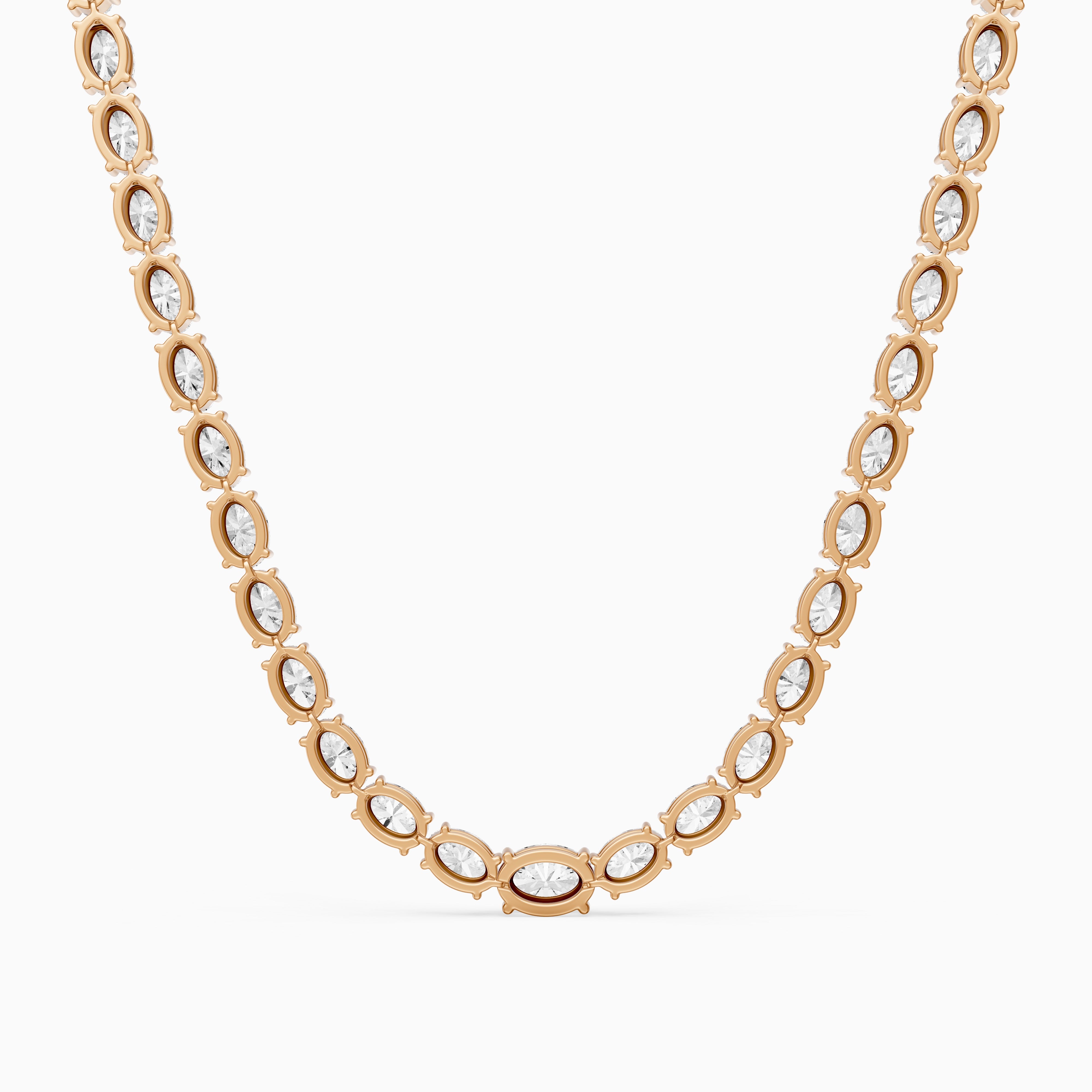 Magnolia Oval Cut Lab Grown Diamond Four Prong Tennis Necklace