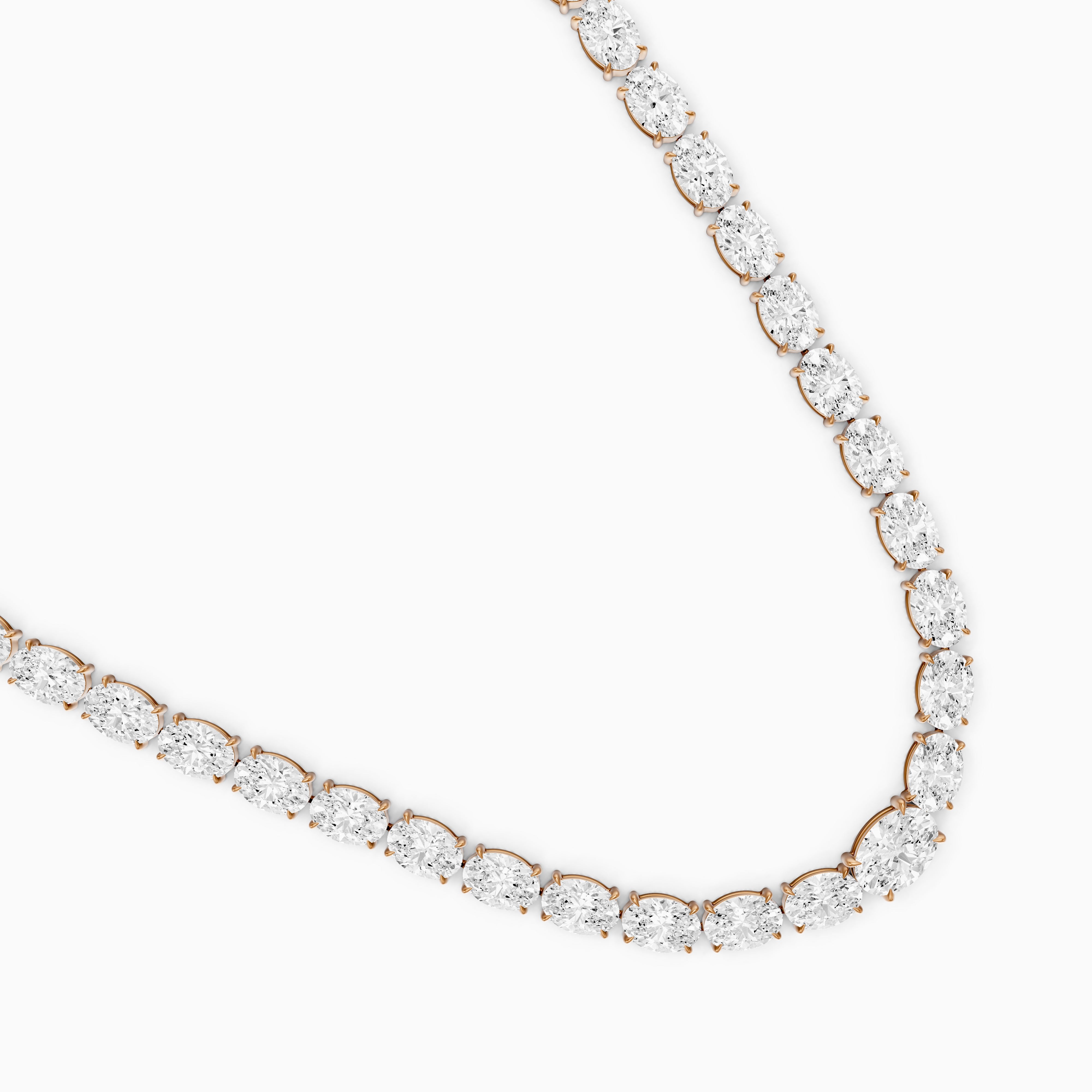 Magnolia Oval Cut Lab Grown Diamond Four Prong Tennis Necklace
