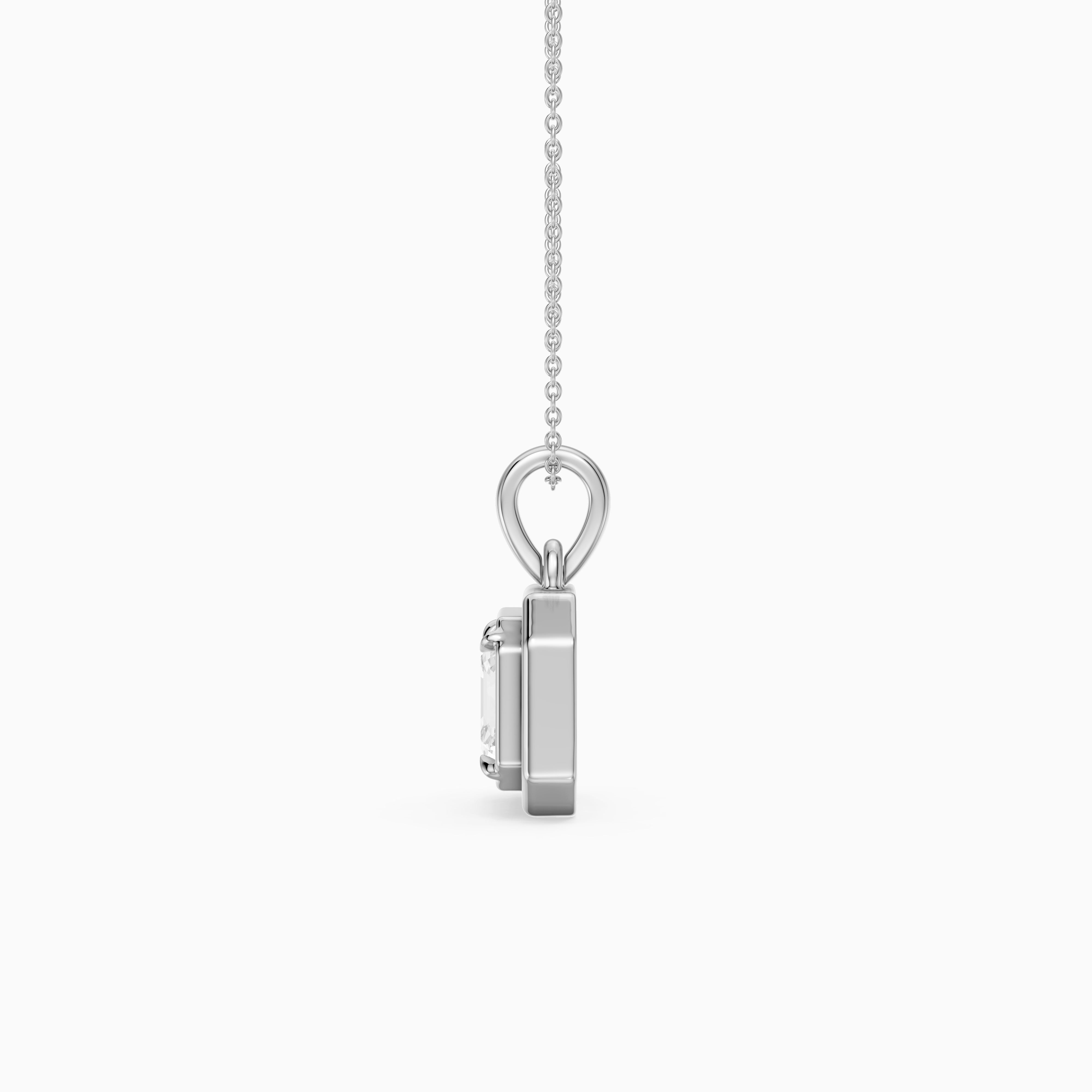 Ellen Asscher Cut Lab Grown Diamond Double Bezel Pendant with Prong