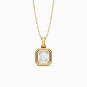 Ellen Asscher Cut Lab Grown Diamond Double Bezel Pendant with Prong