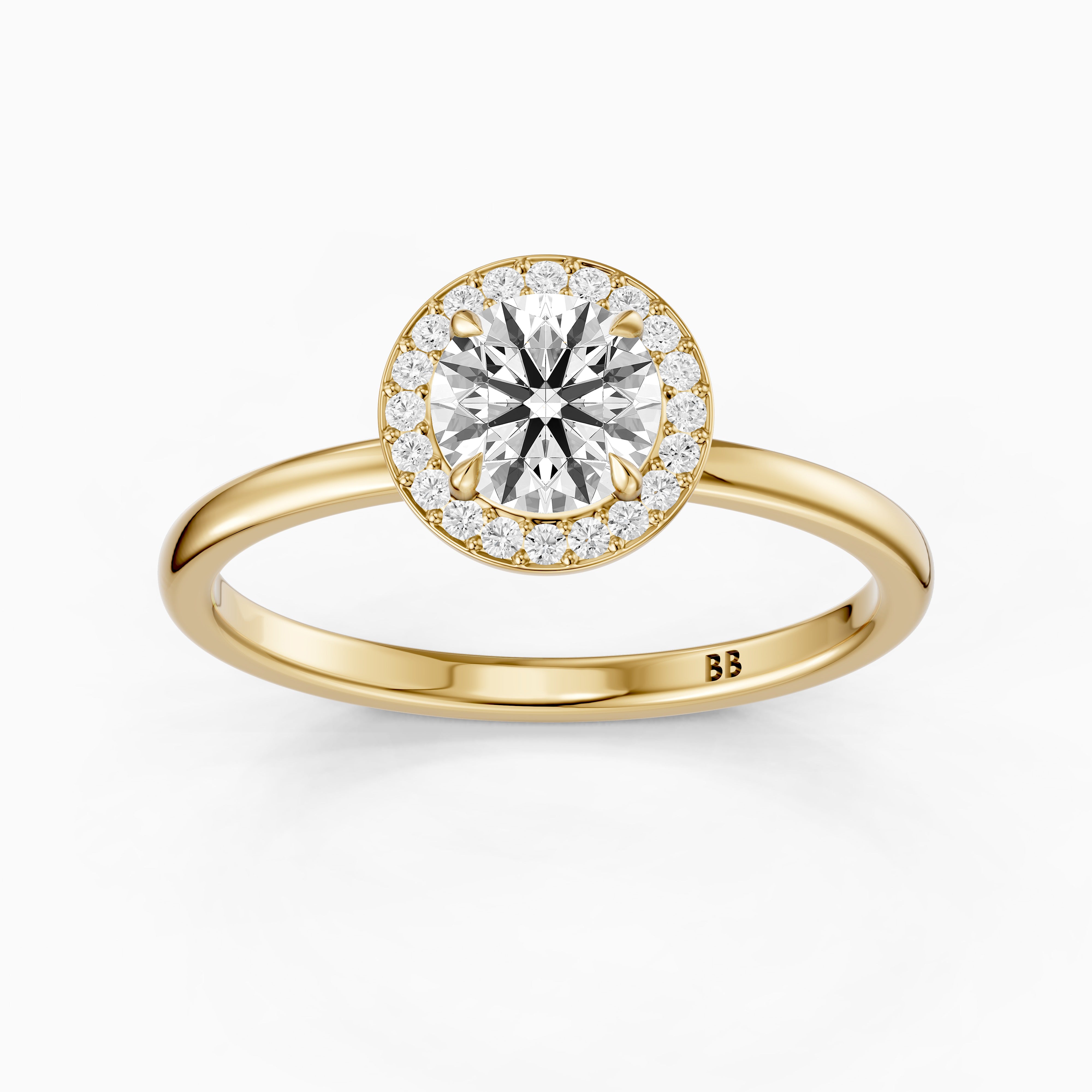 Brielle Round Cut Halo Moissanite Diamond Engagement Ring