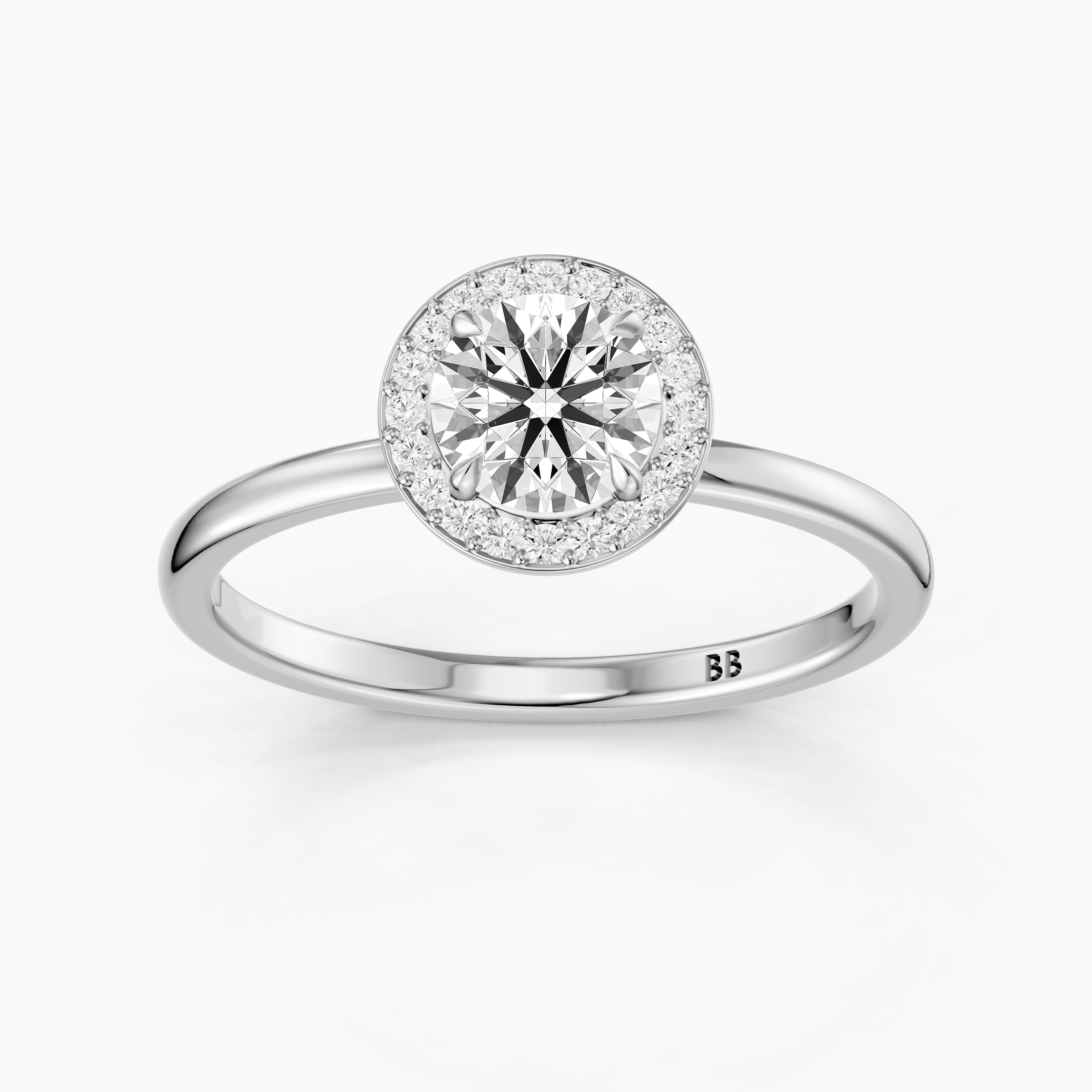 Brielle Round Cut Halo Moissanite Diamond Engagement Ring
