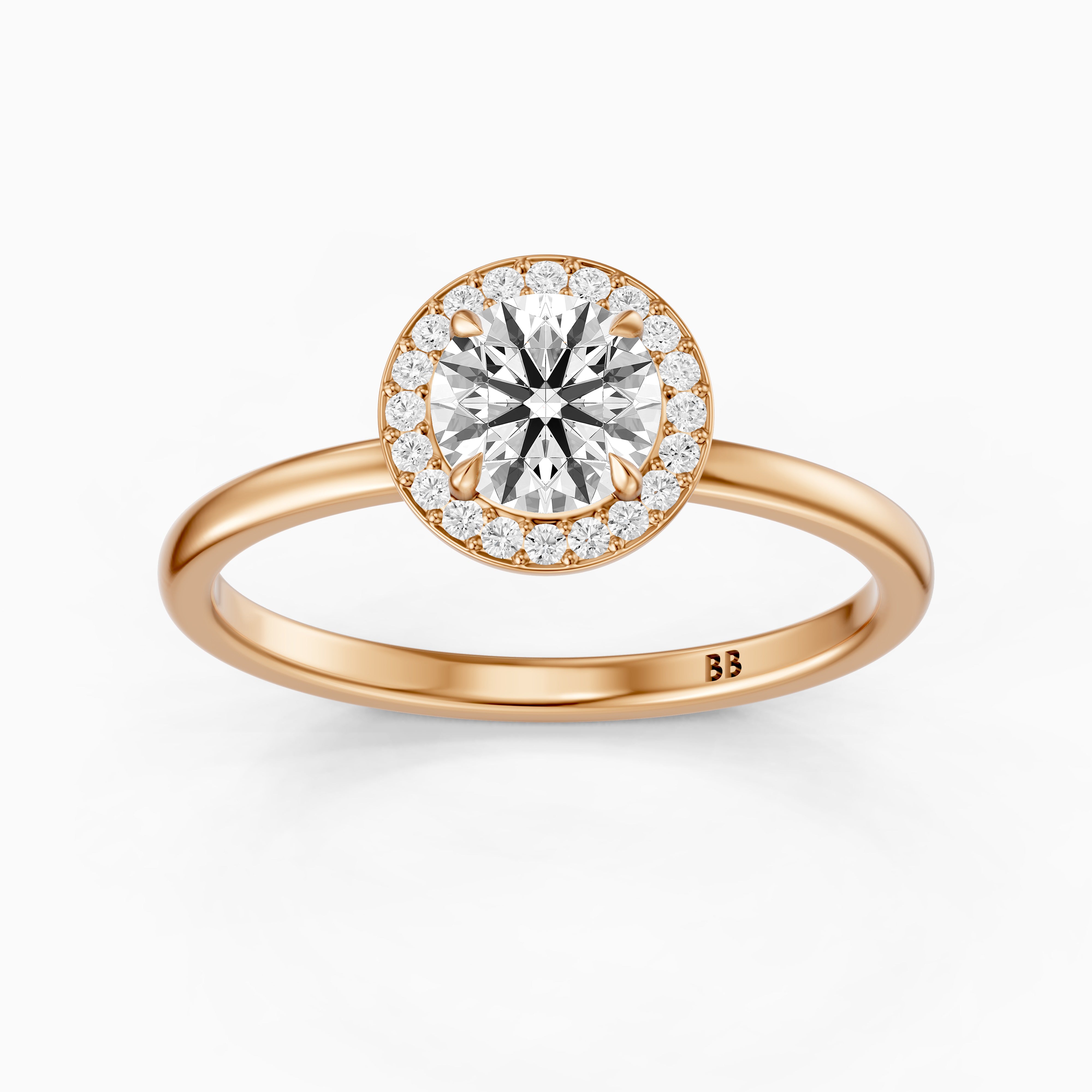 Brielle Round Cut Halo Moissanite Diamond Engagement Ring