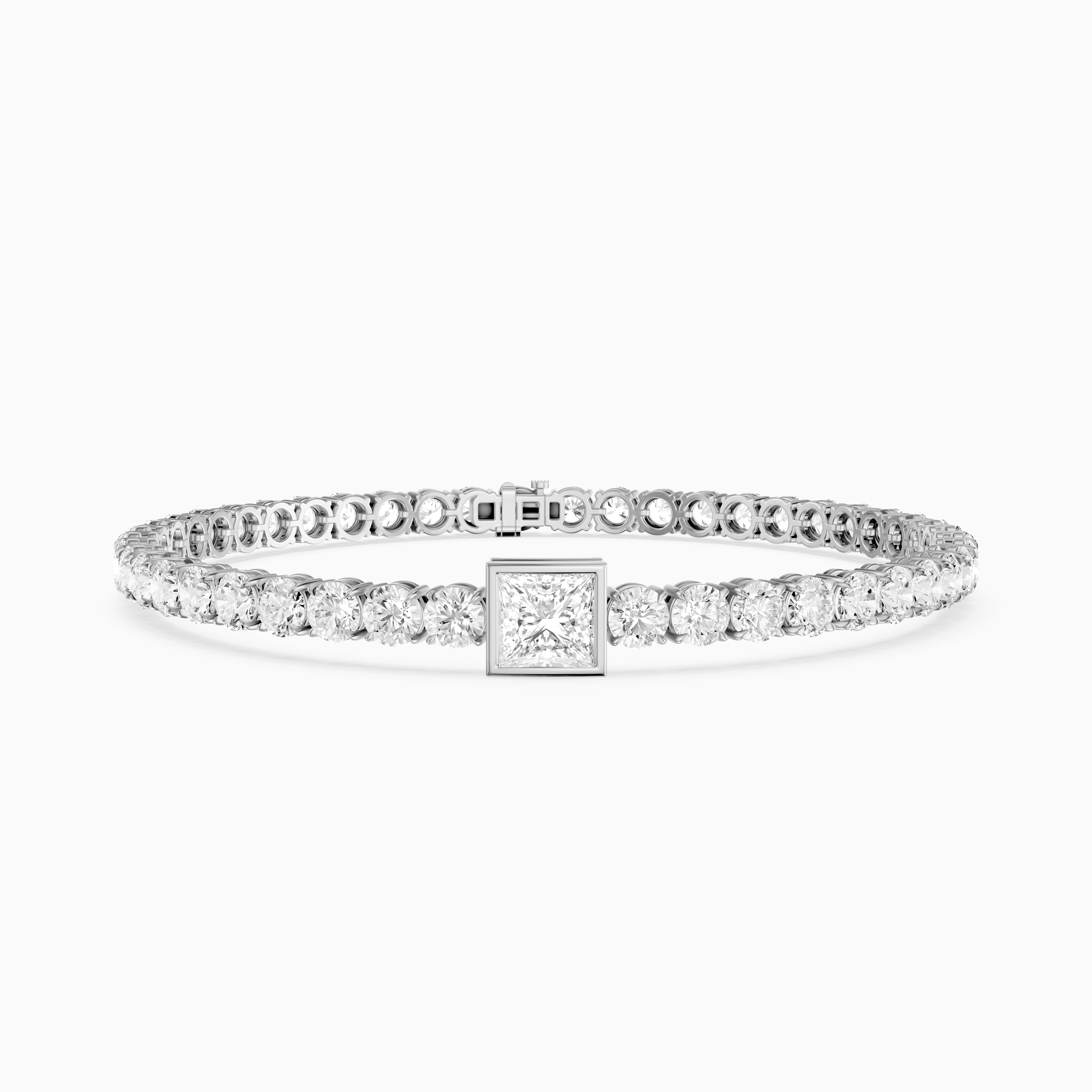 Corrine Princess Cut Lab Grown Diamond Single Station Tennis Bracelet