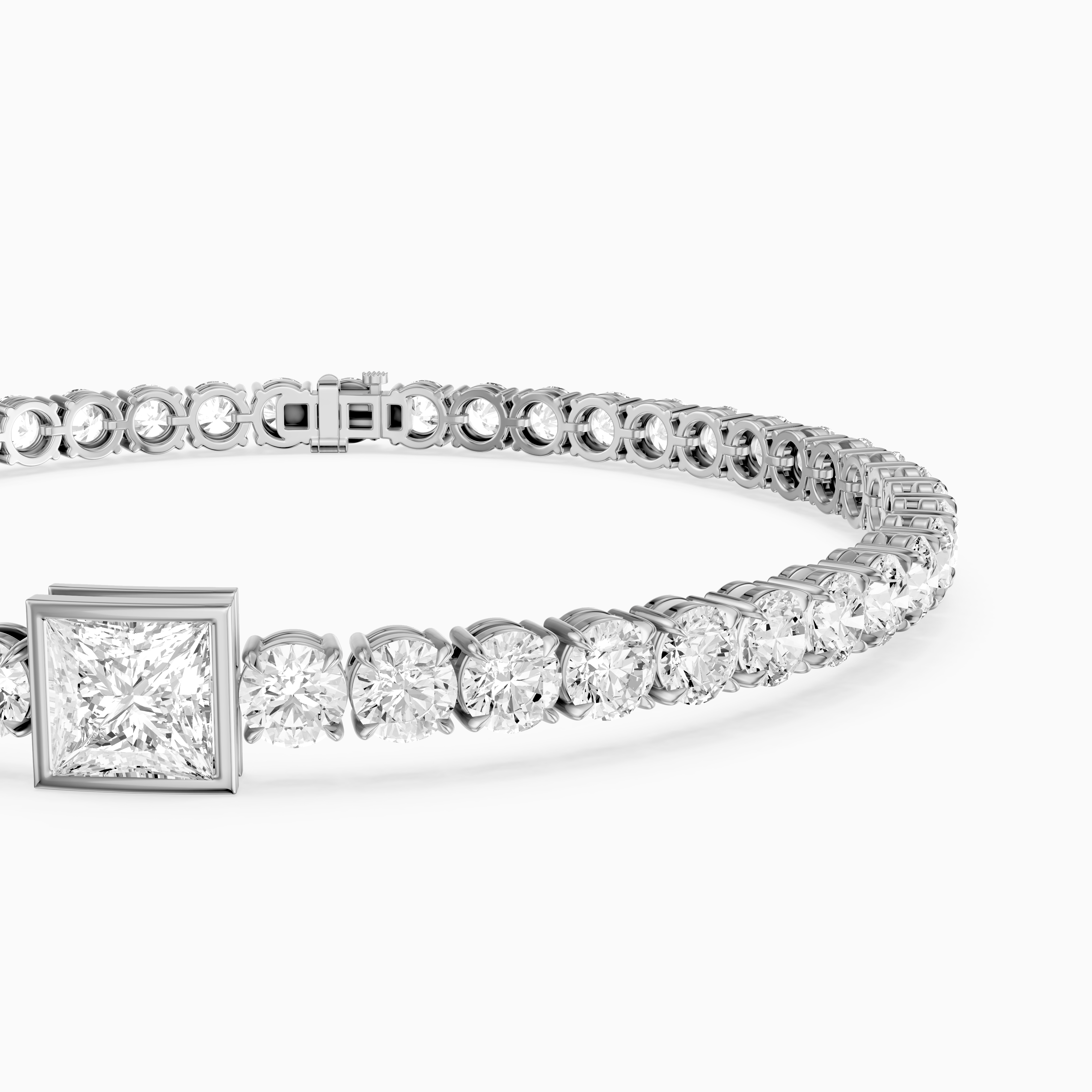 Corrine Princess Cut Lab Grown Diamond Single Station Tennis Bracelet