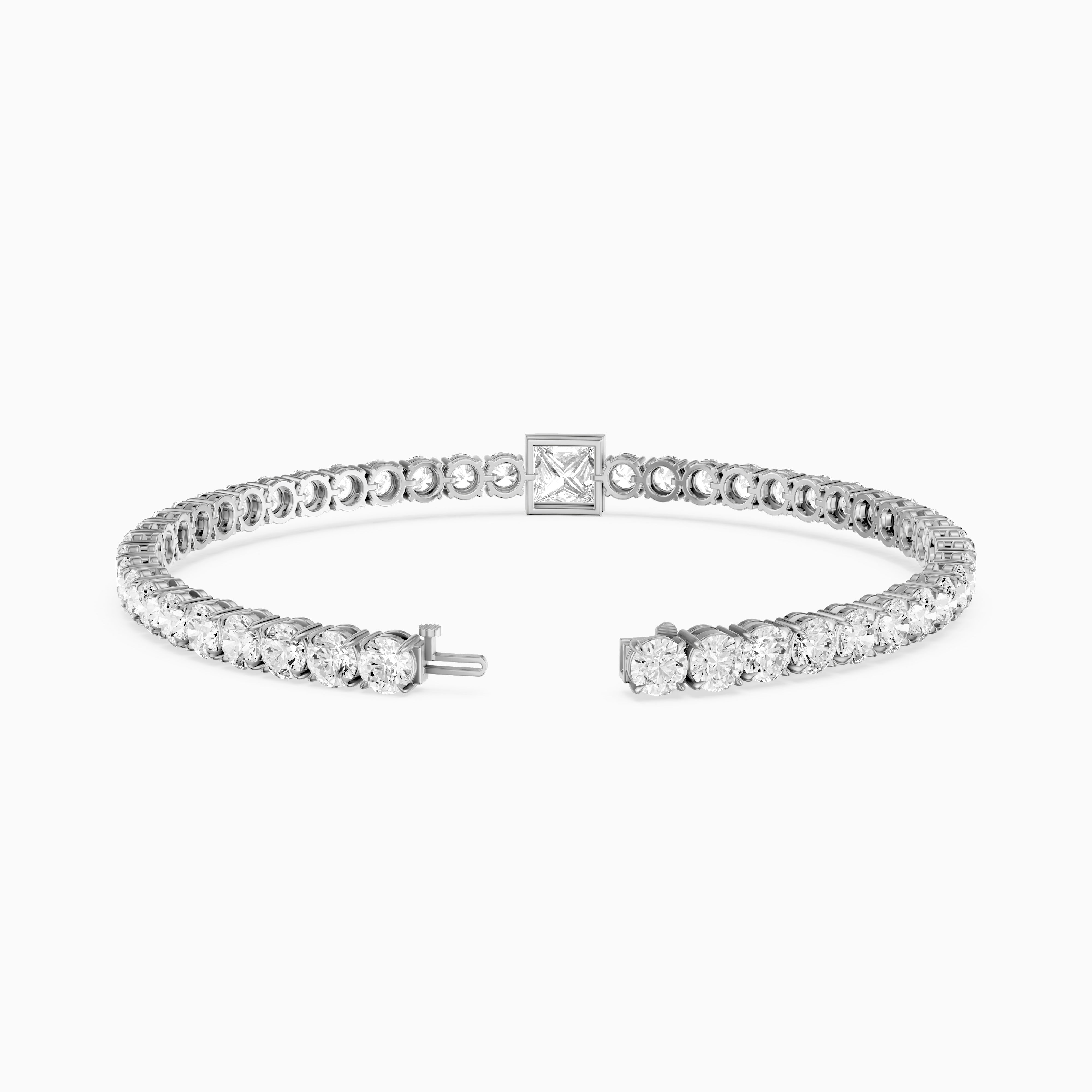 Corrine Princess Cut Lab Grown Diamond Single Station Tennis Bracelet