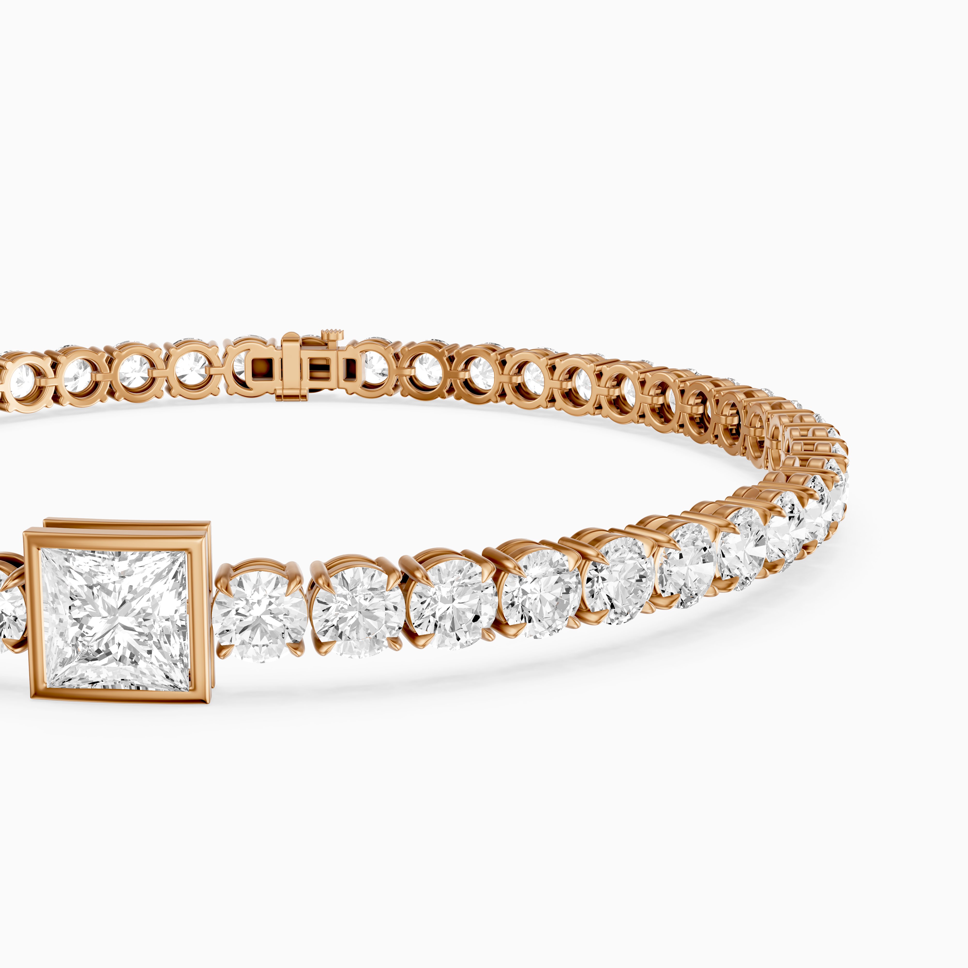 Corrine Princess Cut Lab Grown Diamond Single Station Tennis Bracelet